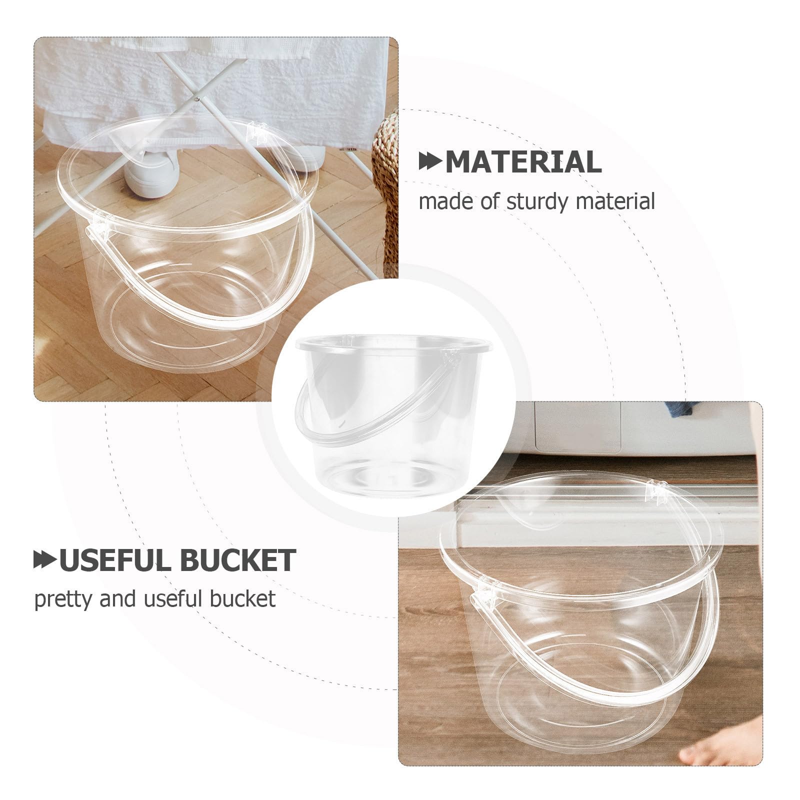 CANIGHT Seau Seau de Jardinage Polyvalent en Plastique Transparent Réutilisable avec Poignée et Facile à Transporter pour Camping et Ménage