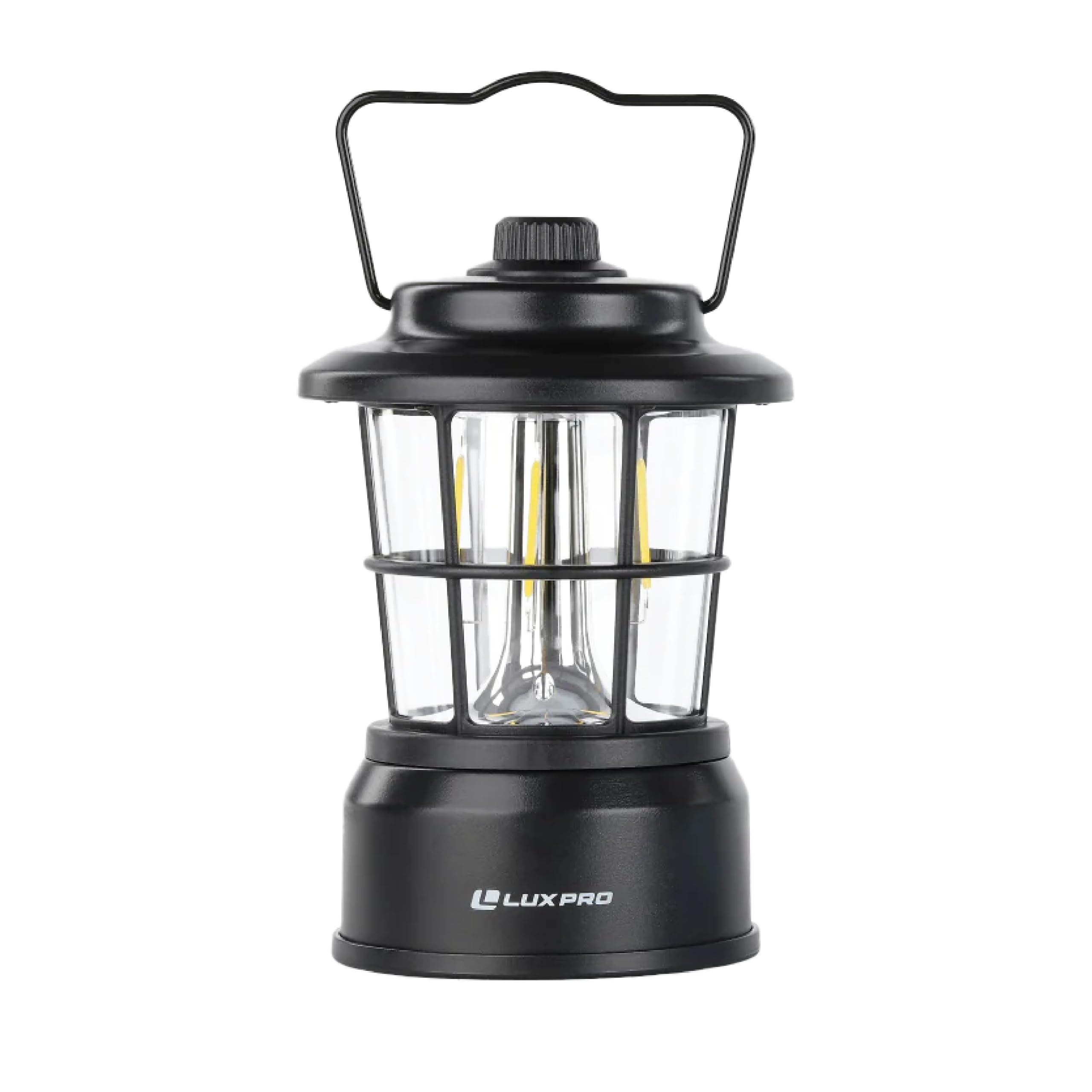 LUXPRO Retro LED Lantern - Battery-Powered Emergency Lantern - Water Resistant - Bright LED Lamp for Indoor & Outdoor Use - Use for Tents, Hiking or Hurricane Prep (Black, Pack of 1)