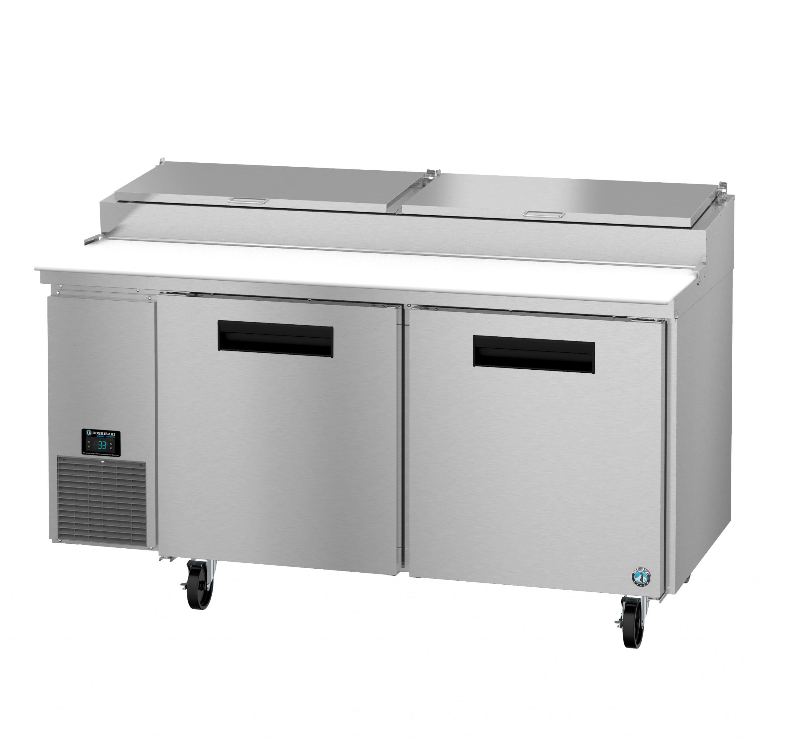 Hoshizaki PR67B, Refrigerator, Two Section Pizza Prep Table, Stainless Doors
