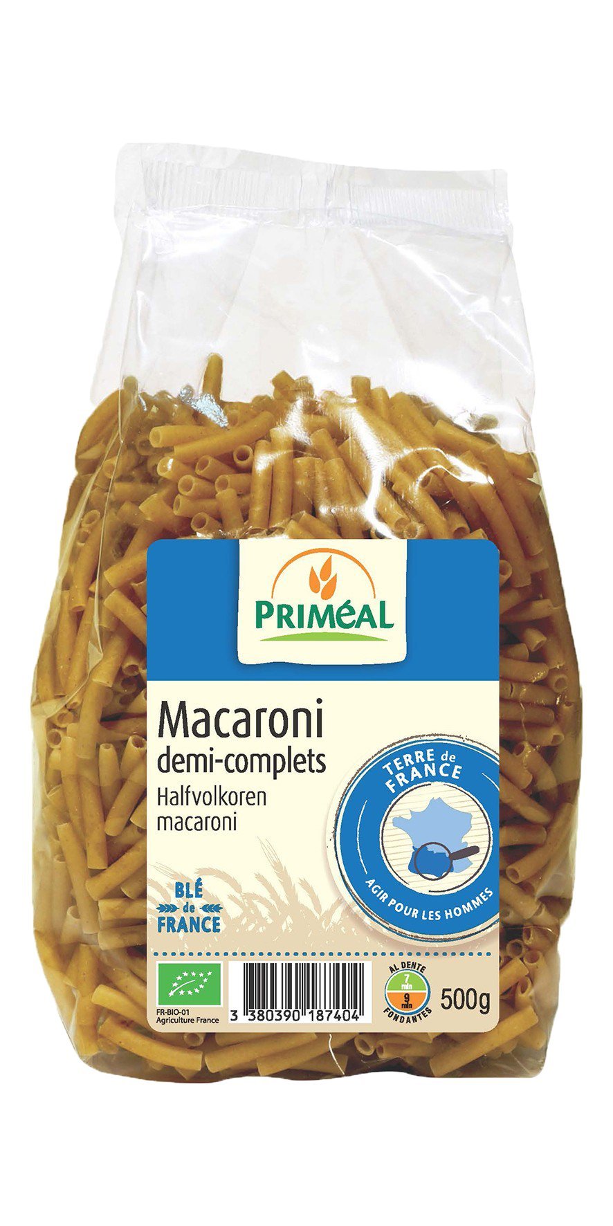 Priméal Macaroni 100% France Demi-​Complets 500 g