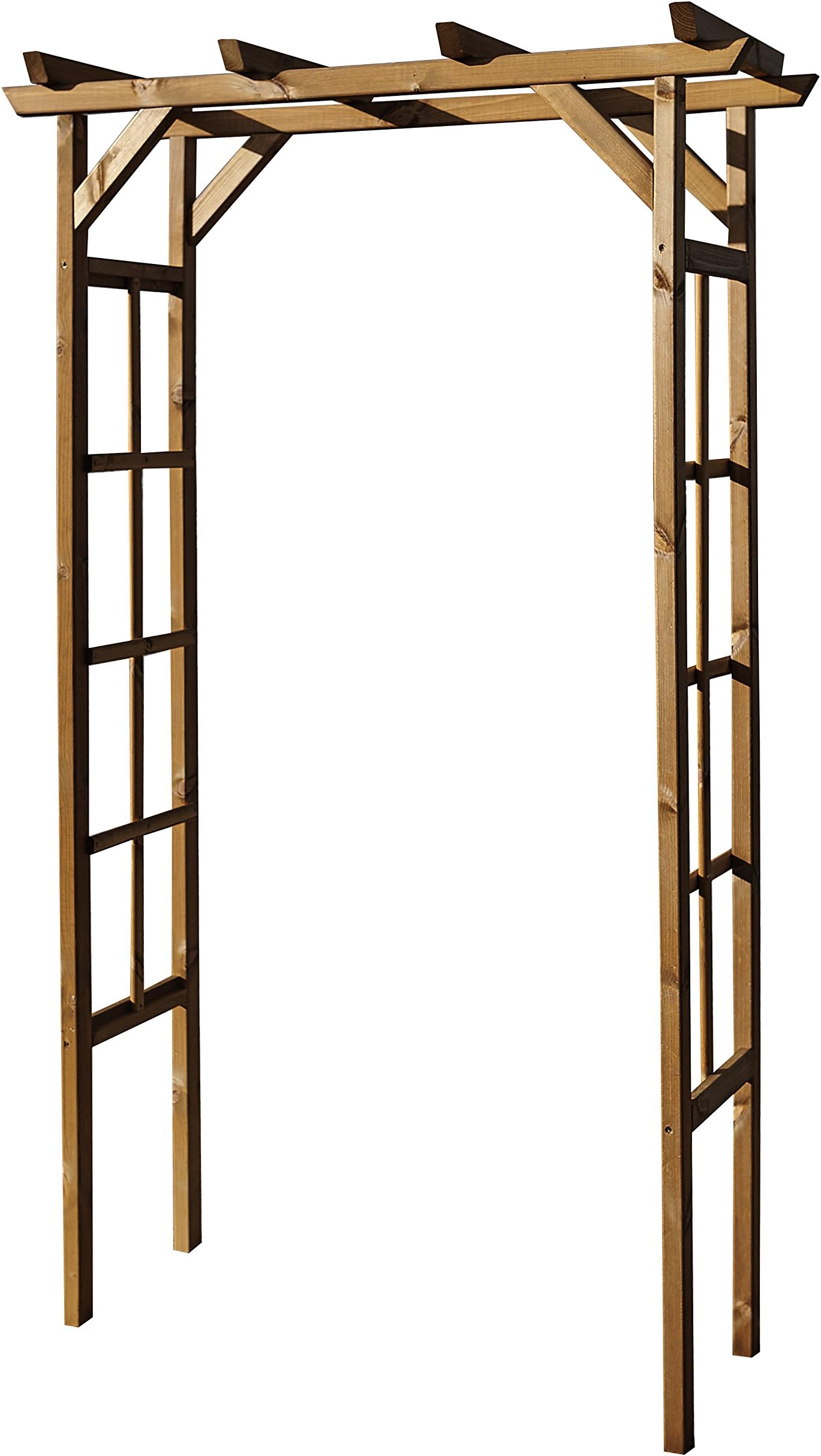 Ruddings Woods Horizontal Tan Wooden Garden Arch - Wood Arbour Rose Entrance - Pergola Trellis Plant Support - Outdoor Archway Arbor