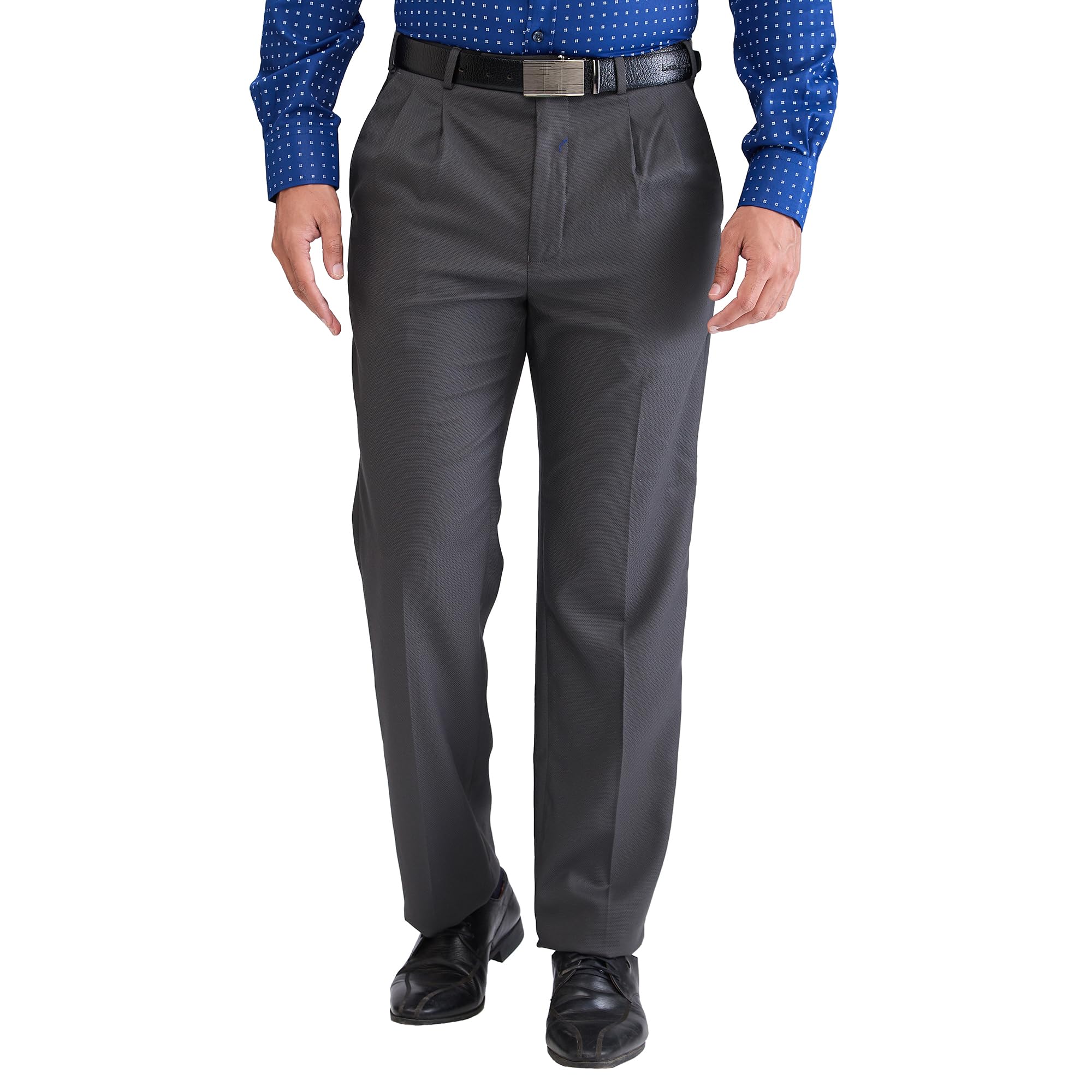 park avenue Men's Mid Rise Comfort Fit Structured Pattern Poly Viscose Blend Double Pleat Formal Trouser-picture-29