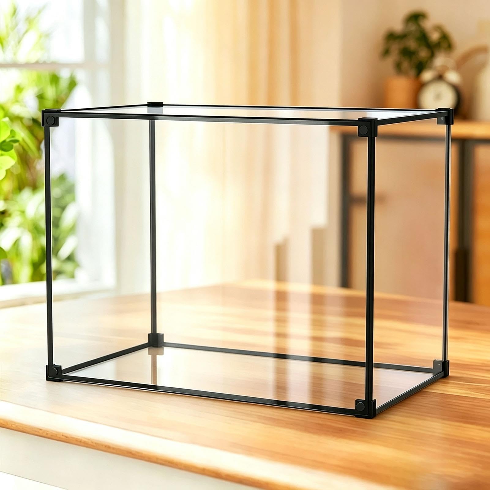 Acryl Vitrine Große, Transparente Aufbewahrungsbox mit Schwarzem Rahmen