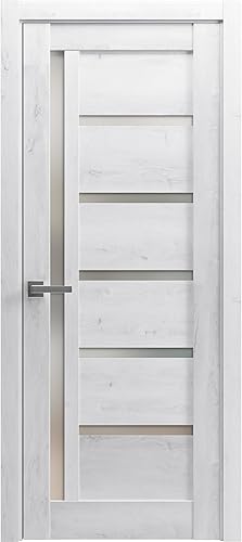 Miniatura 40 de Sartodoors Quadro 4088 36 x 96 Puerta abatible interior de ceniza de chocolate con vidrio esmerilado Puerta MDF maciza en estilo francés