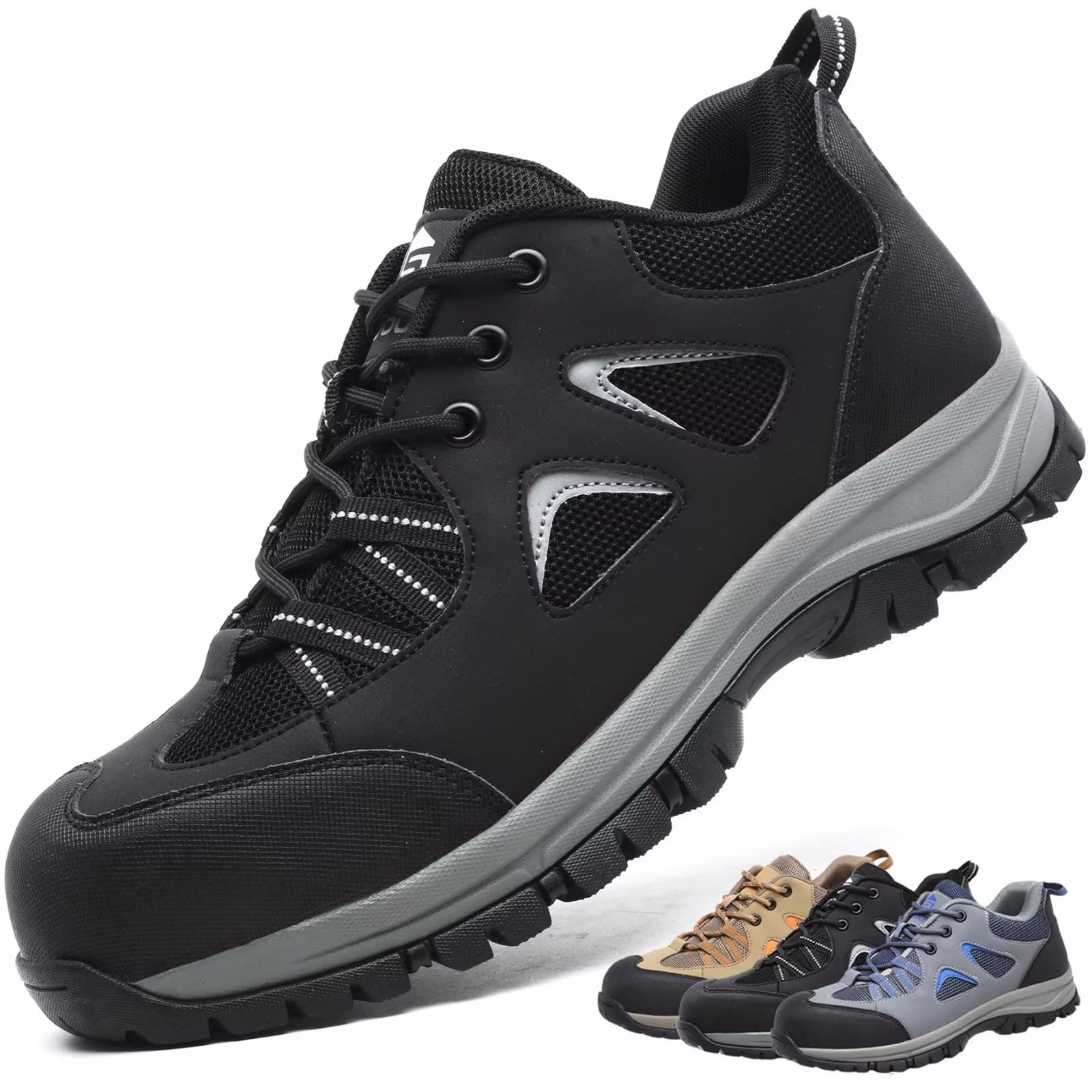 CYKYGGO Zapatos de Seguridad Hombre Mujer Calzado de Trabajo Ligeros Antideslizante Zapatillas de Seguridad con Punta de Acero