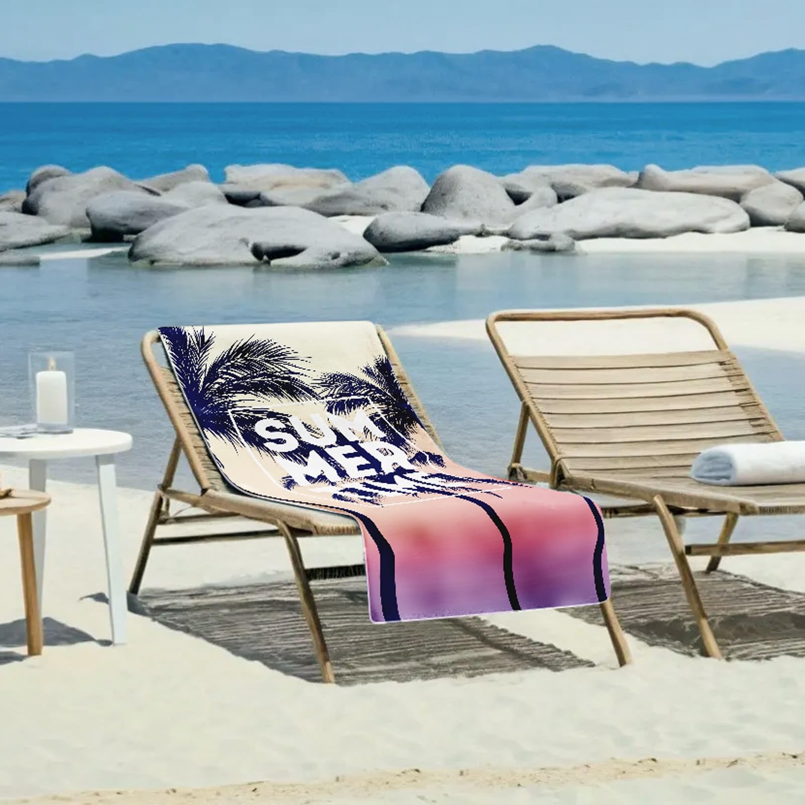 AMDXD Toalla de yoga lila rosa amarillo, impresa con diseño de árboles de coco y cielo toallas de playa, microfibra, toalla deportiva sin arena, toalla de baño para fitness, viaje, playa, natación