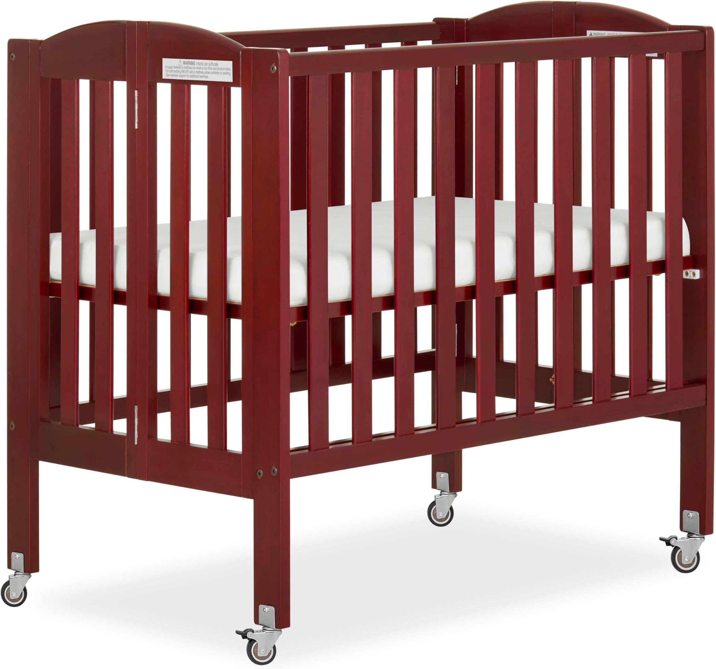 Dream On Me 2 in 1 Portable Folding Stationary Side Crib, Cherry