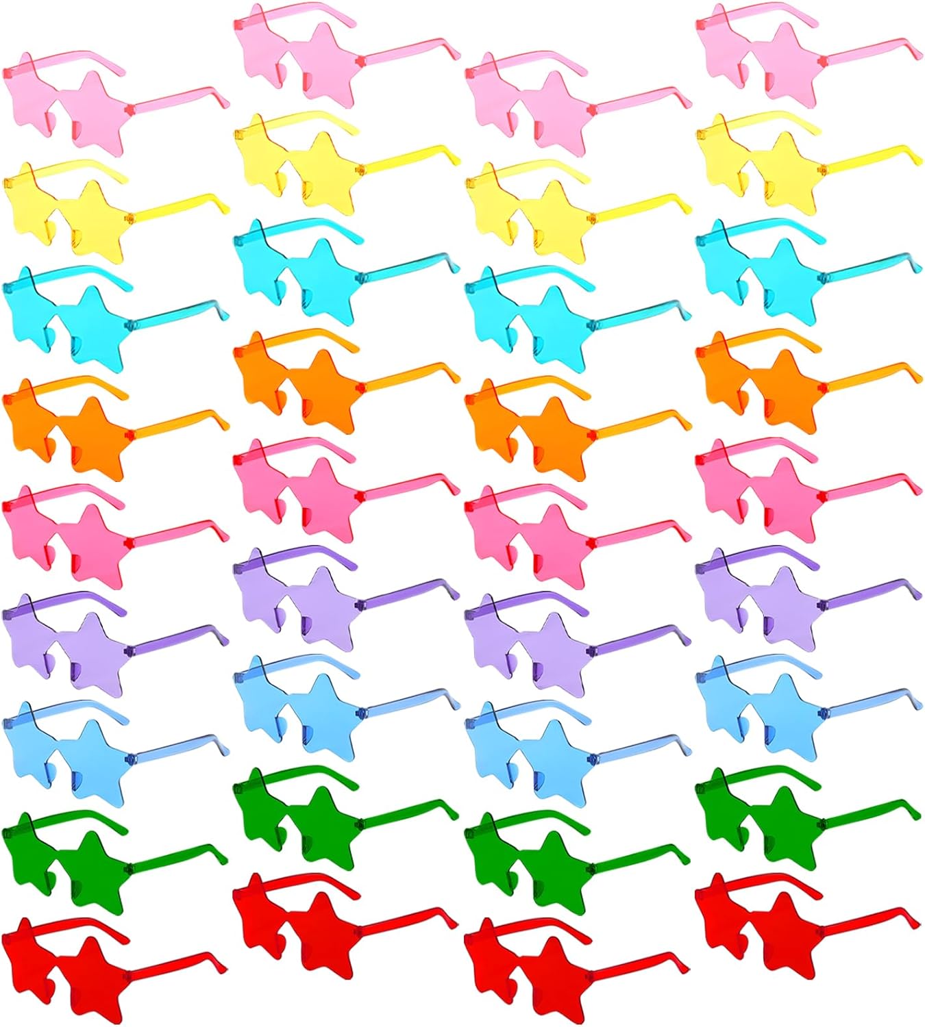 Pibupibu 36 Pcs Rimless Heart/Star/Butterfly/Flame/Cateye Party Sunglasses Bulk for Women Men, Fun Bachelor Party Glasses
