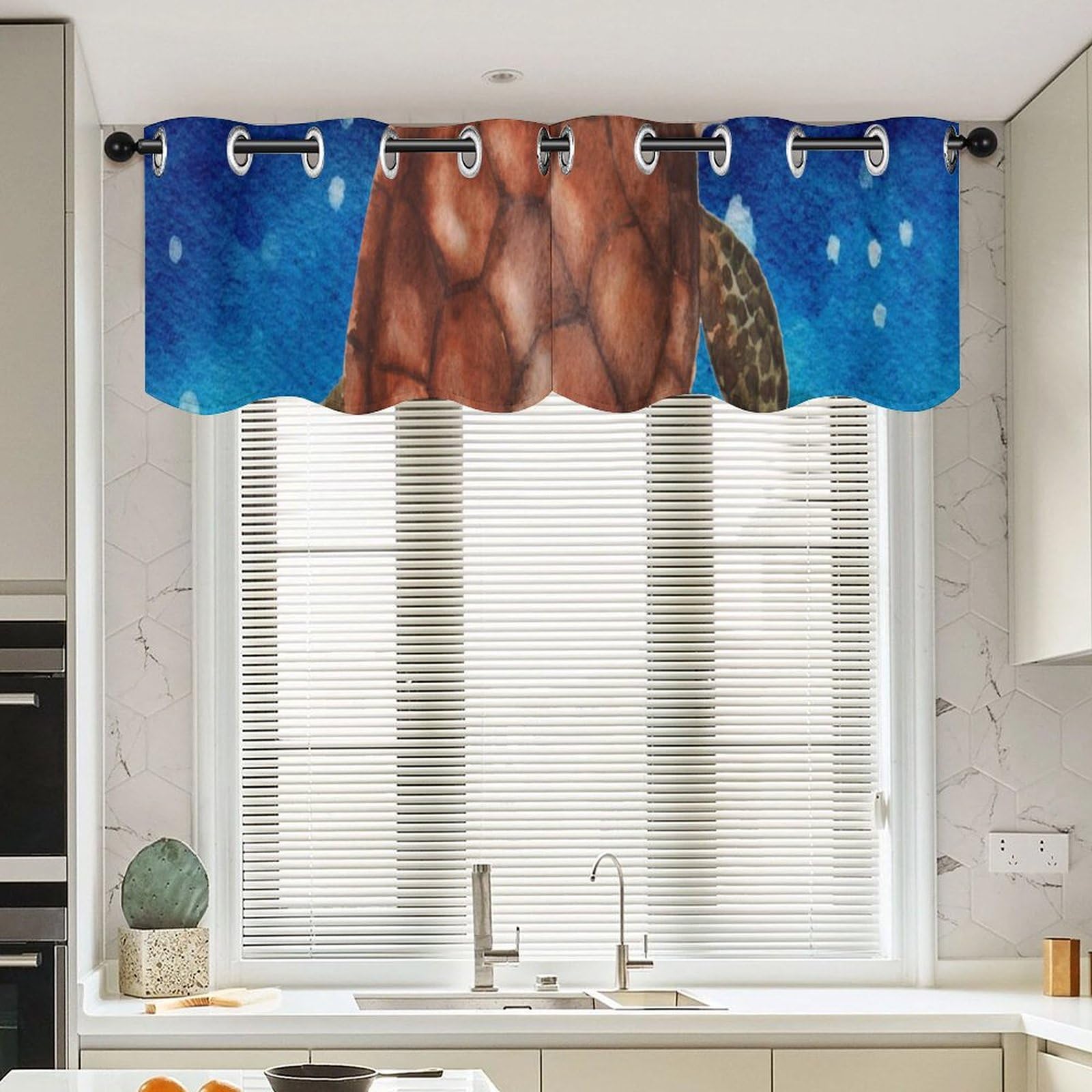 Cenefas de océano modernas juego de dos cortinas de verano náuticas para ventanas de parque