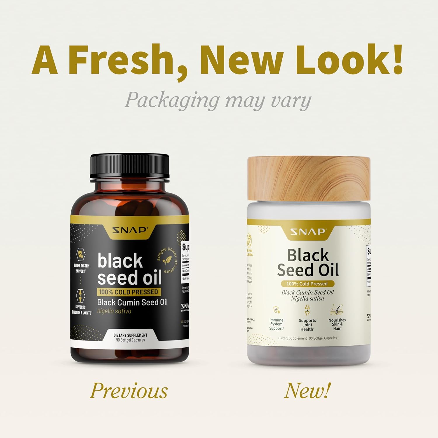 Snap Supplements Black Seed Oil Capsules – 100% Cold Pressed Organic Nigella Sativa – Supports Immune Health, Detox, Skin, Hair, Joints & Overall Wellness – 90 Softgels