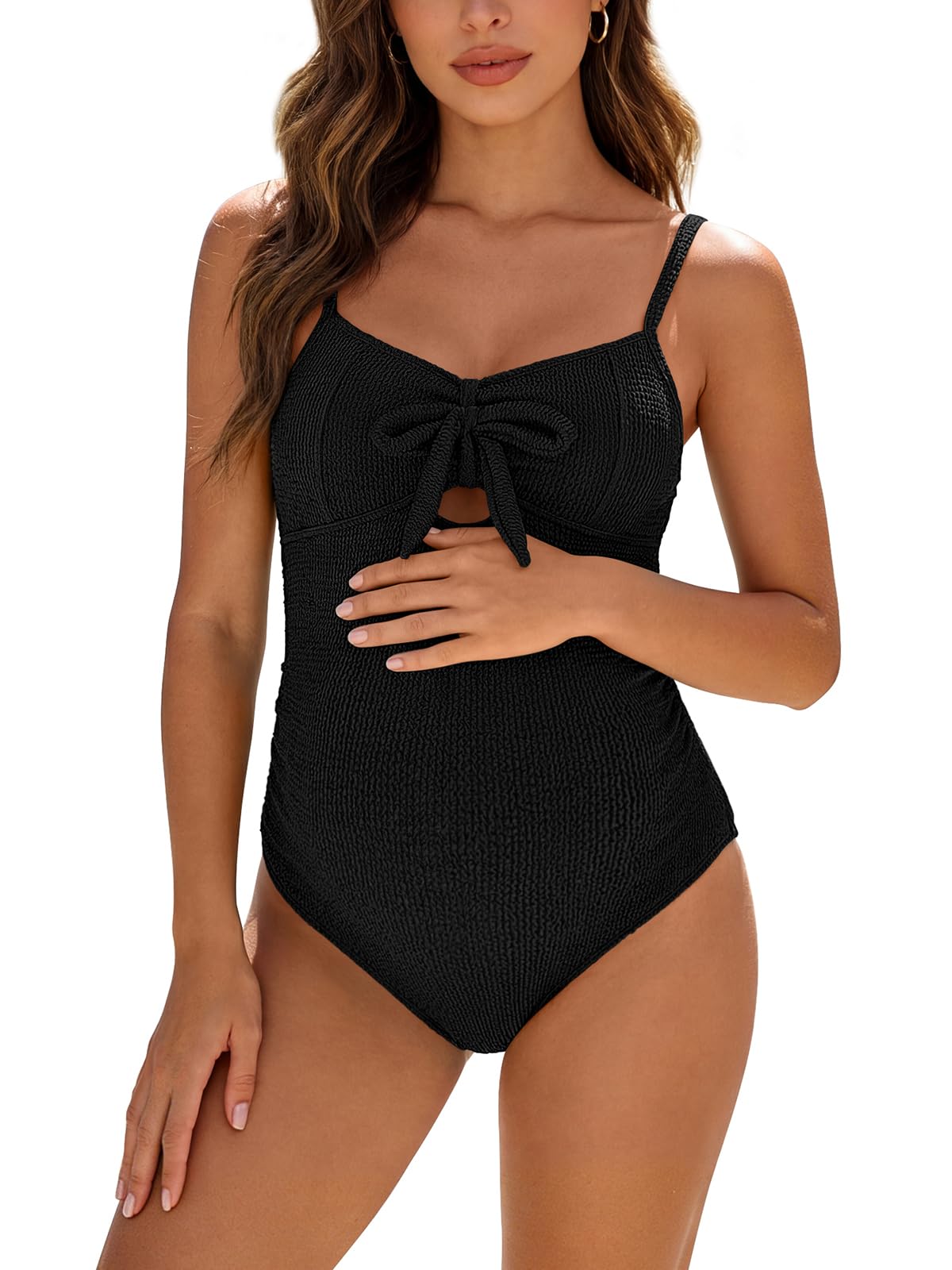 SHEKINI Costume da bagno da donna Maternity con fiocco, con spalline regolabili