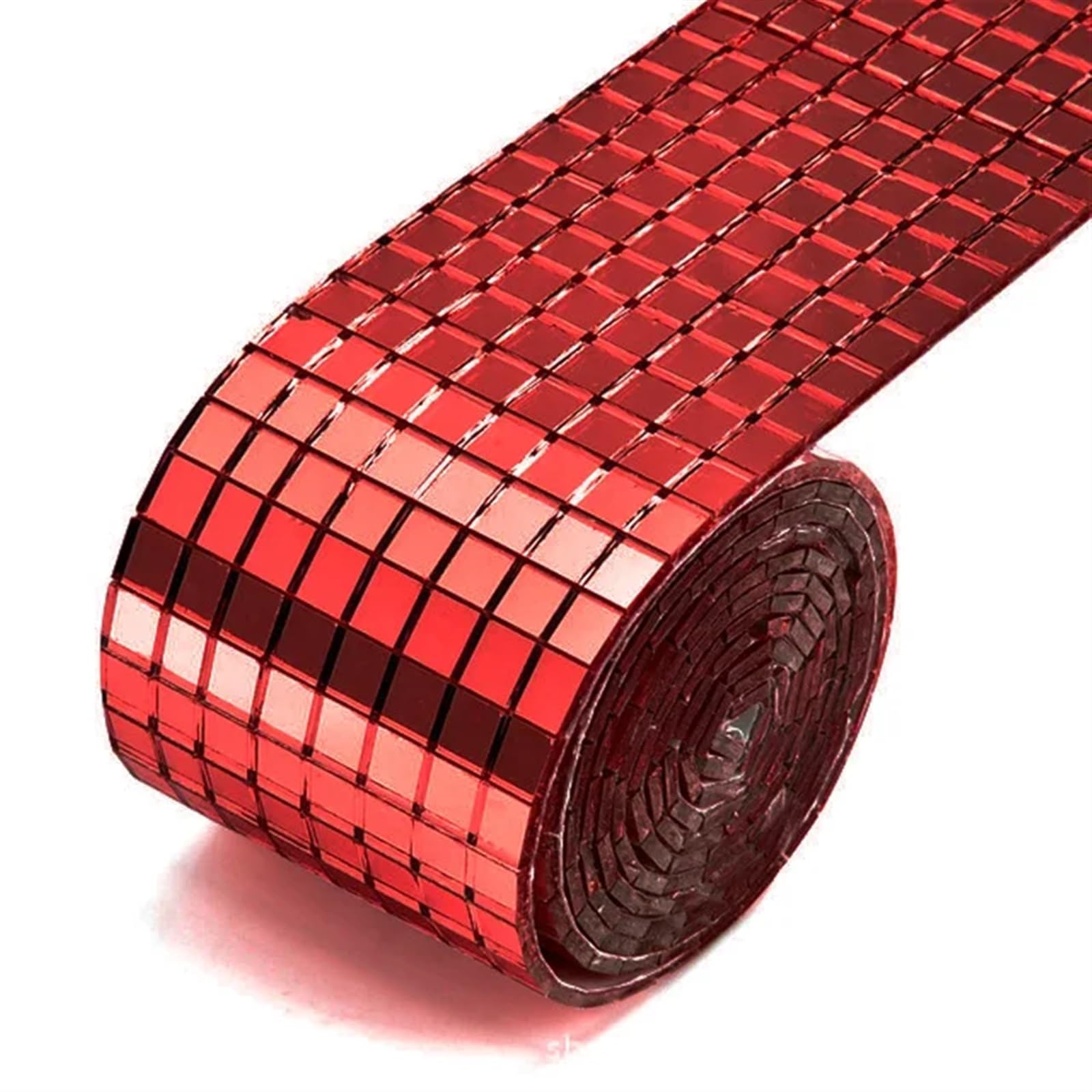 Ekalgretra Red Mosaic Making Supplies 5M Self-Adhesive Silver Mirror Glass Mosaic Tiles, 5X5mm & 10X10mm Grid, Diy Craft & Wall Decor(,4Cmx1m,10X10mm)