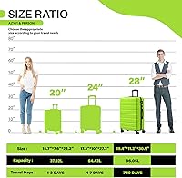 Vista 2 de AnyZip Equipaje de mano de 21" Hardside PC ABS ligero USB maleta con ruedas TSA Lock