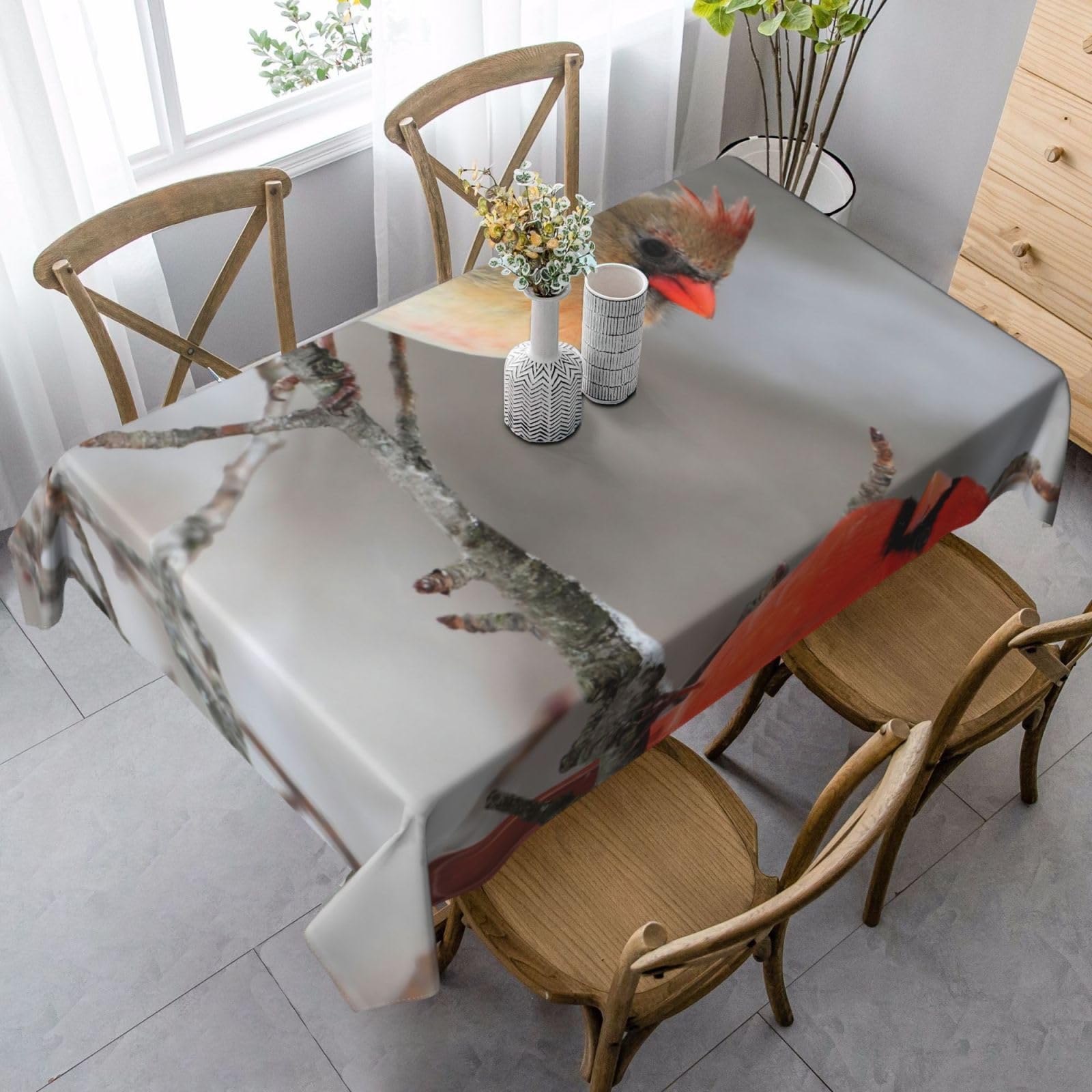 Nappe rectangulaire cardinal rouge 137x183cm lavable pour table de jardin et salle à manger