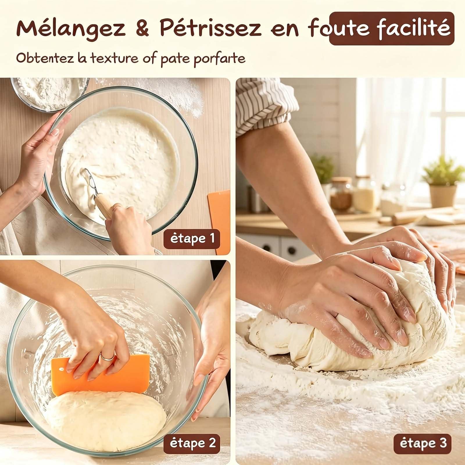 Banneton Pour Pain kit fermentation au levain ensemble d'outils pour la fermentation et la cuisson du pain 56 pièces pour débutants