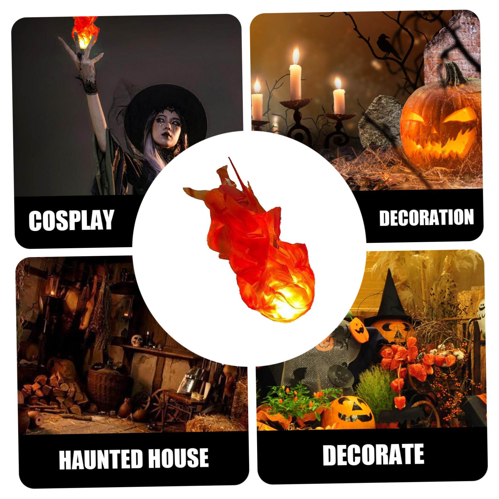 4 pezzi resina ornamento di fuoco giocattolo falò Halloween LED fiamma finta camino fiamme decorazioni per feste nella foresta  15