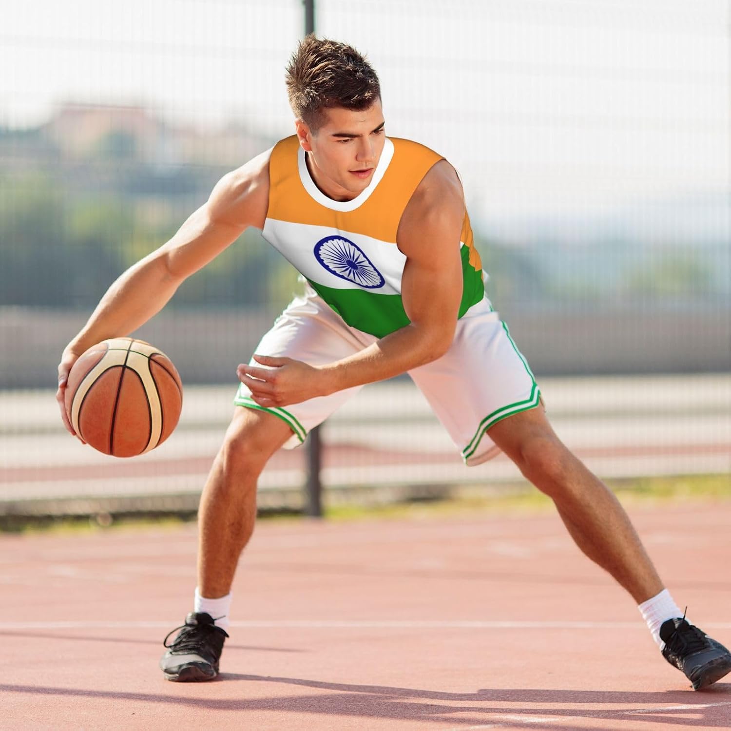India Flag Basketball Jersey Sports Jerseys for Men Running Fitness Training Sleeveless T Shirt