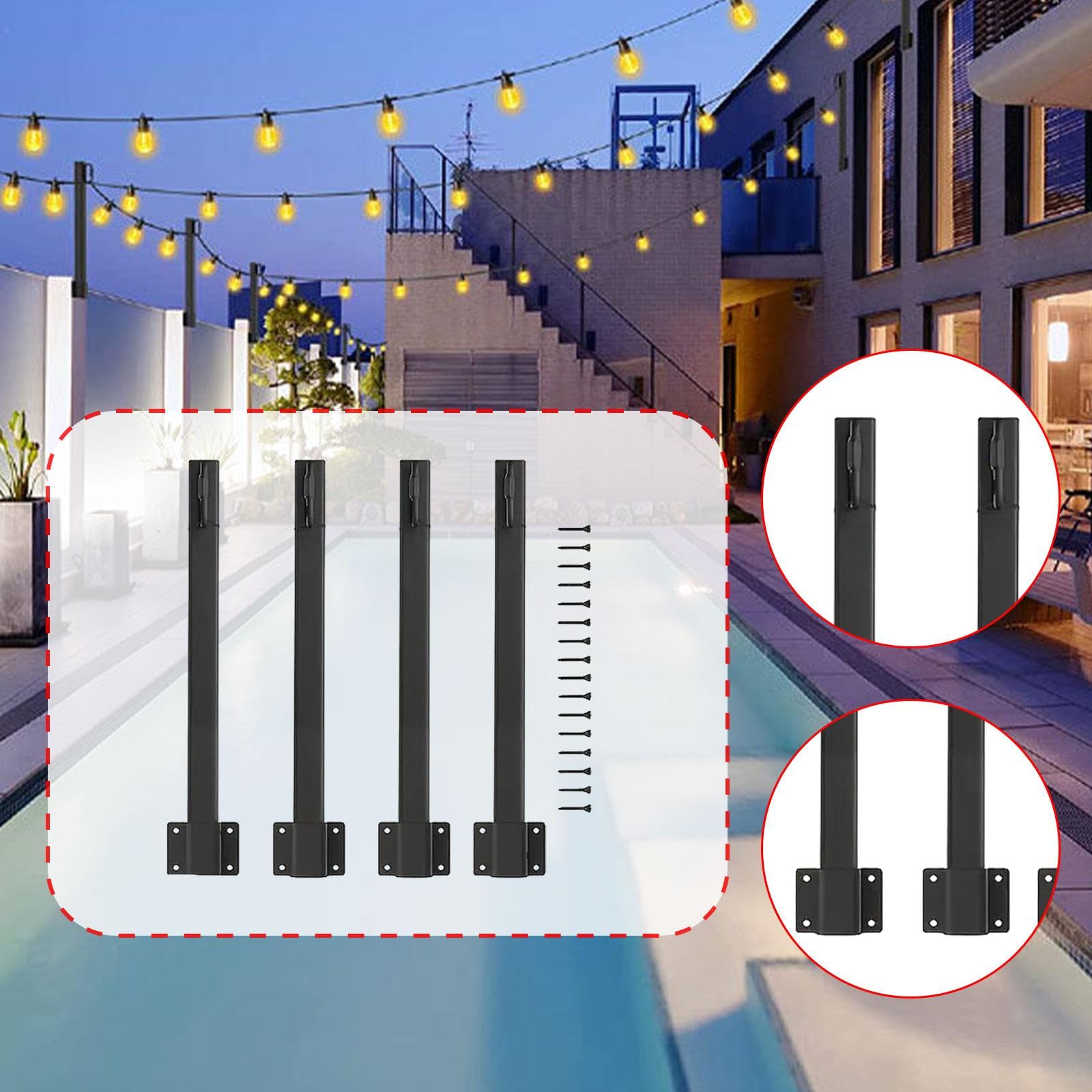 Lot de 4 Poteaux Lumineux en Fer pour Extérieure, Terrasse Ou Mariage.