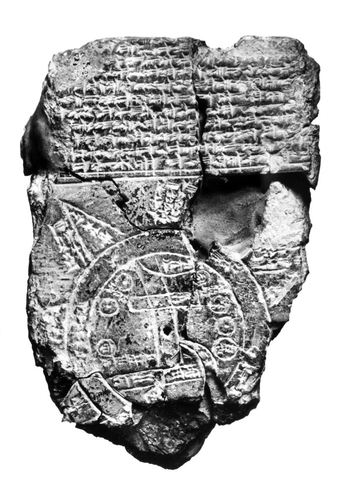 Babylonia World Map Nclay Tablet With An Outline Map Of The Regions Of The World And A Text Relating To The Conquests Of Sargon Of Agade Who Reigned About 2300 BC From Southern Babylonia C600 BC Poste