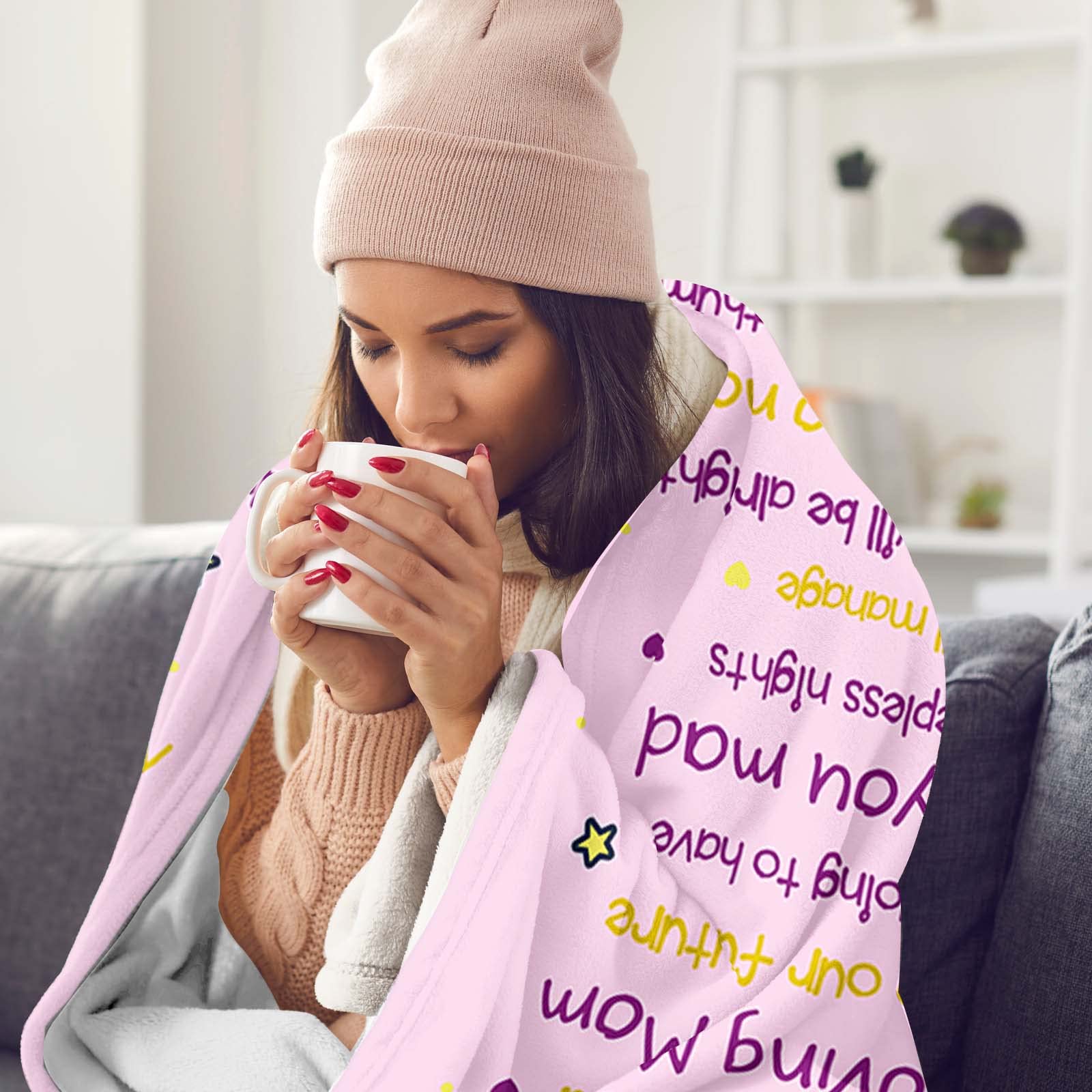 Wazzio Decke Für Neue Mütter - Flanell, 127x152 Cm, Geschenk Zur Geburt, Babyparty Oder Muttertag