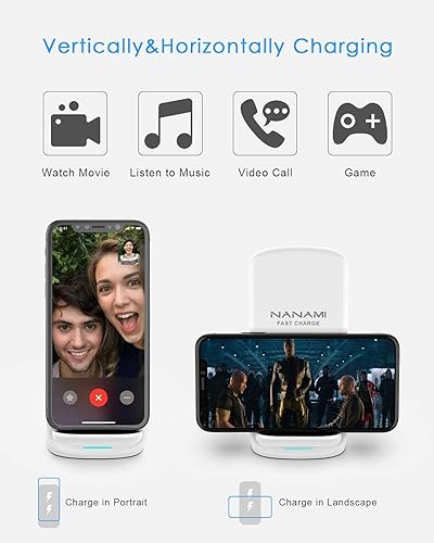 Miniatura 9 de NANAMI Cargador inalámbrico para Samsung y iPhone - Soporte de cargador de inducción rápido certificado Qi de 10 W para Galaxy S23S22S21S20S20