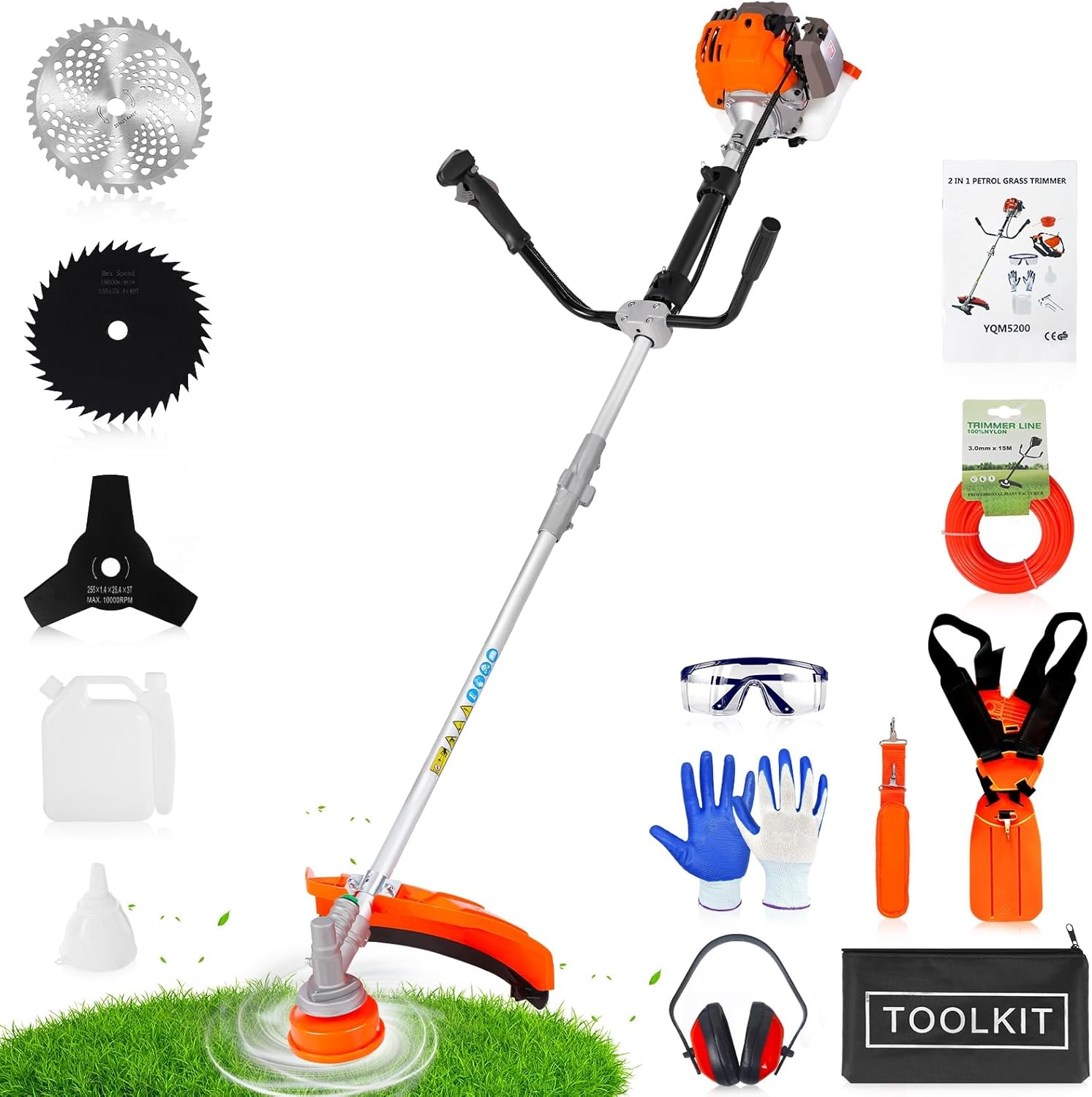Gas-powered 52cc weed eater with 3-in-1 versatility