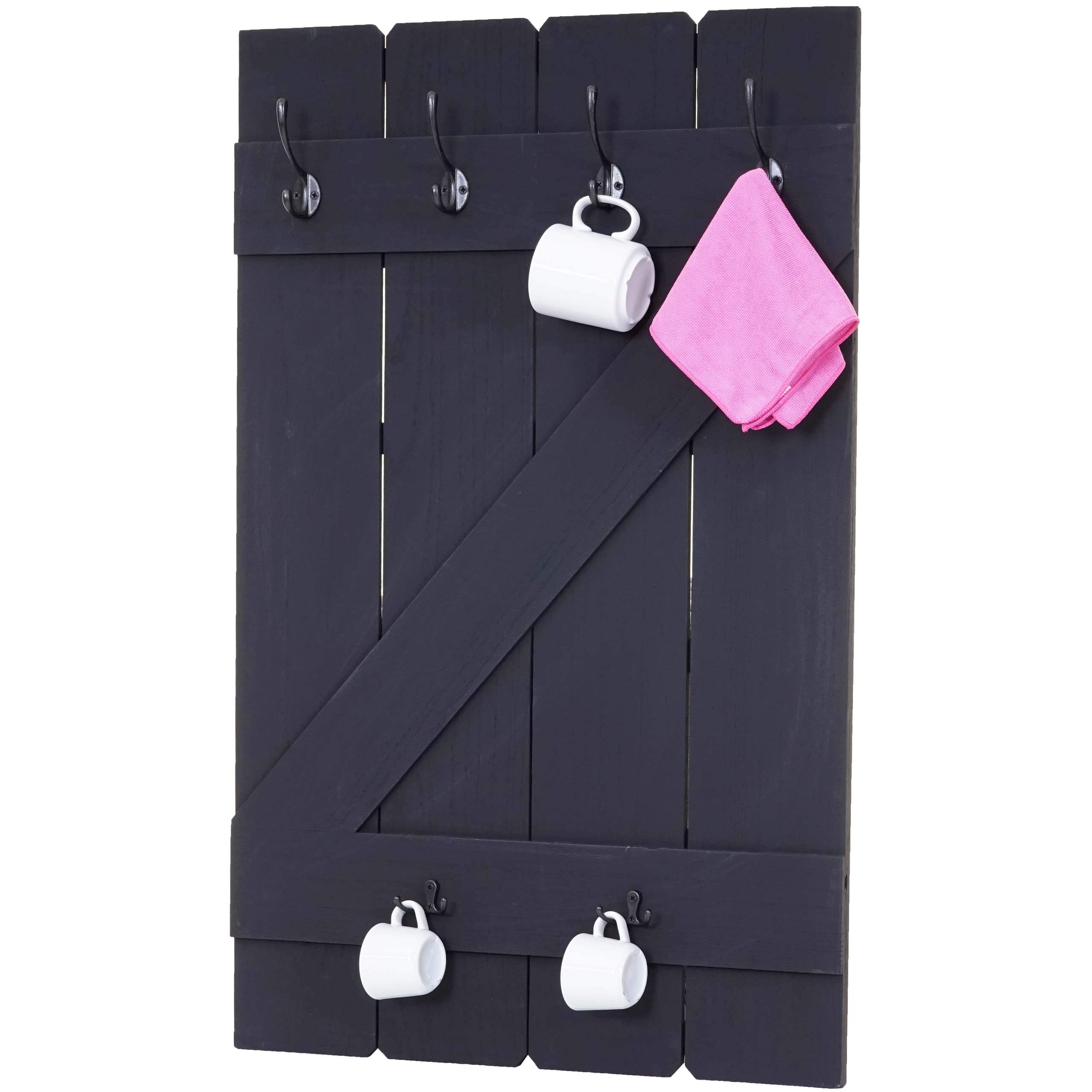 Mendler Tassenhalter HWC-D13, Hängeregal Tassenbrett Wandboard, 6 Haken 91x60cm - dunkelgrau