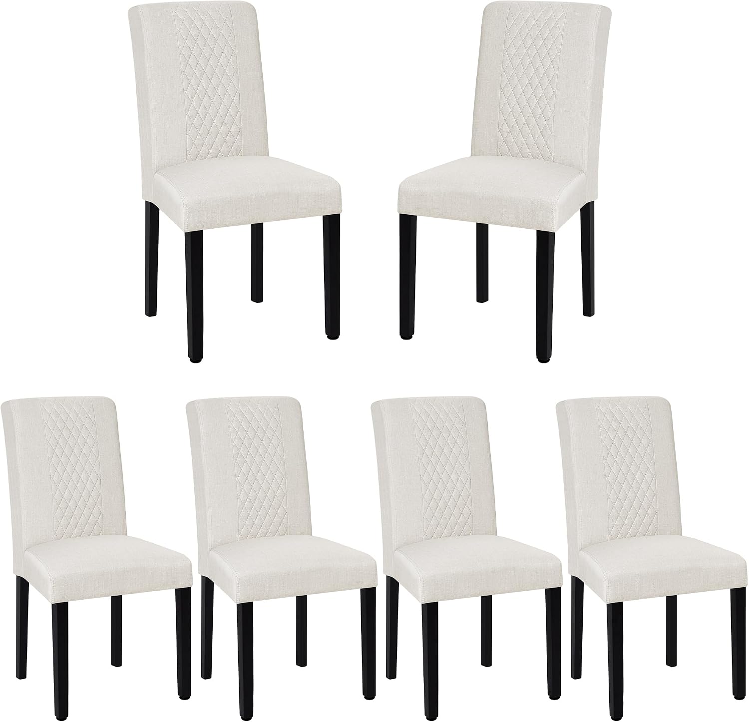 VECELO Dining Chairs Set of 6, Upholstered PU Leather Wood Legs High Back for Kitchen Living Room, Coffee