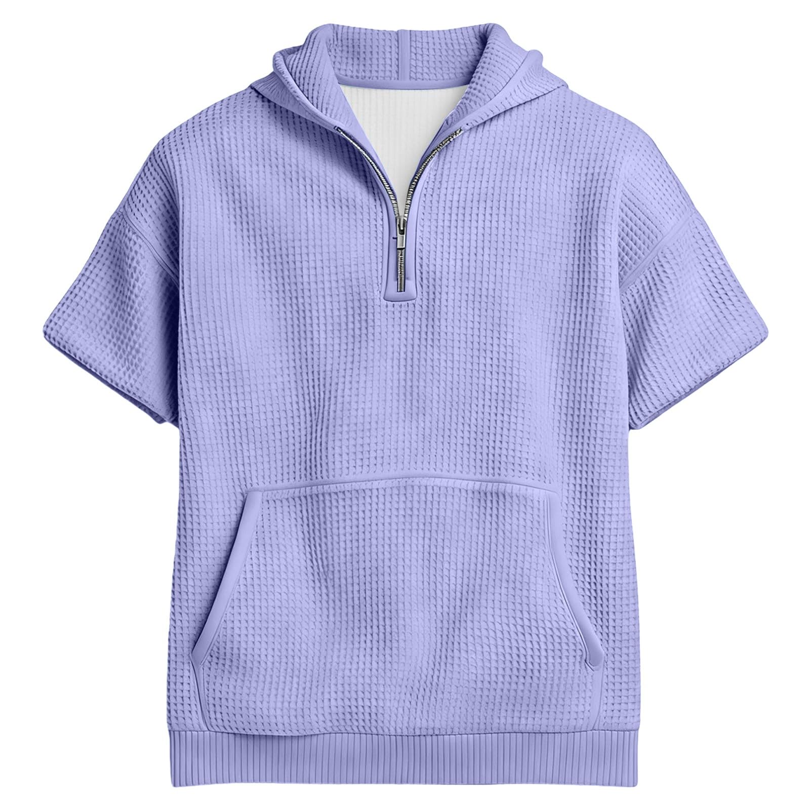 Camisa Sin Mangas Hombre Sudadera con Capucha para Hombre, De Punto Cremallera Un Y Manga Larga Bolsillo (Purple, XL) Ropa Ciclismo Camisetas Camiseta Proteccion UV Jersey Corta Top