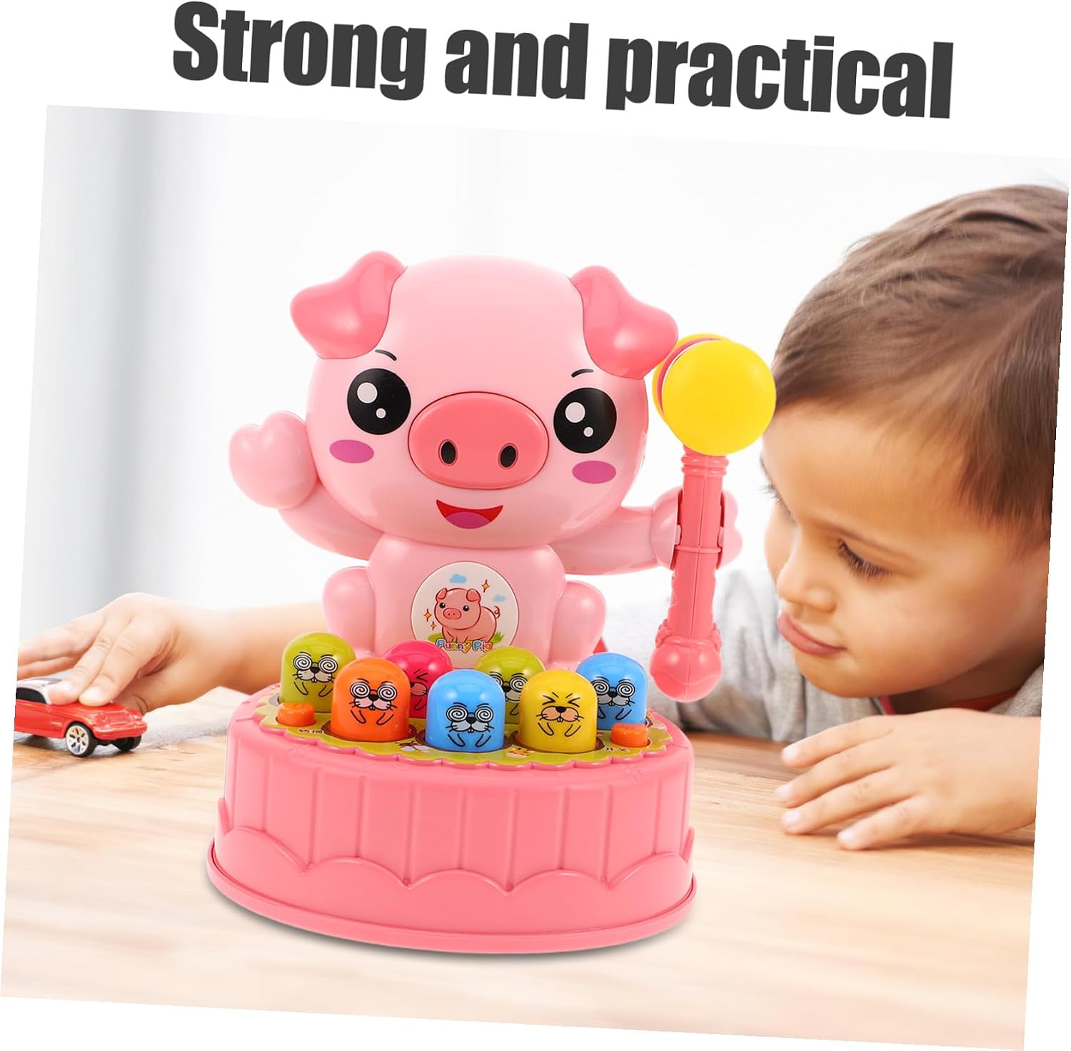 ORFOFE Interactive Whack Game for Colorful Mole Figures Educational Hammering Pounding for Develops Motor Skills and Cognitive Abilities Creative Cartoon Design for Skill Development