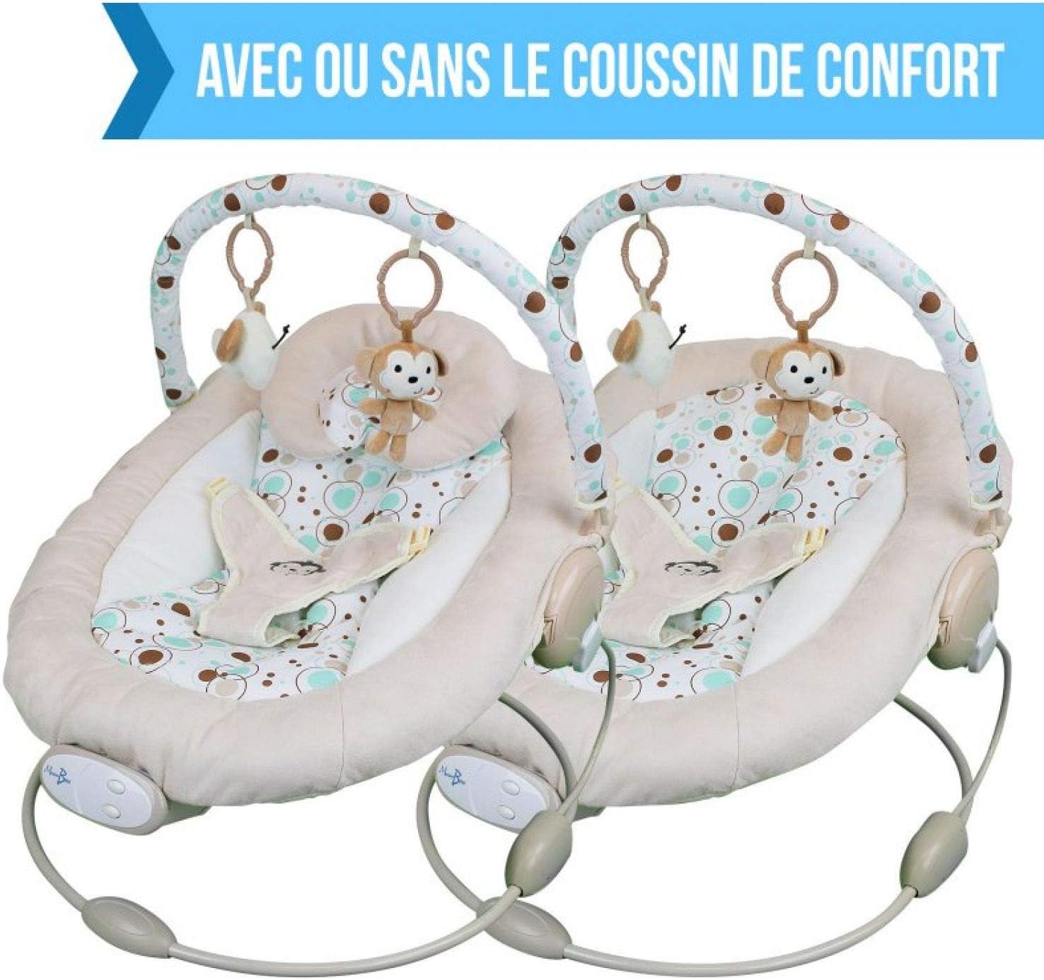 Monsieur Bebe Transat Vibrant Et Musical Barre A Jouets Et Dossier Inclinable Beige Norme Nf En Amazon Fr Bebe Et Puericulture