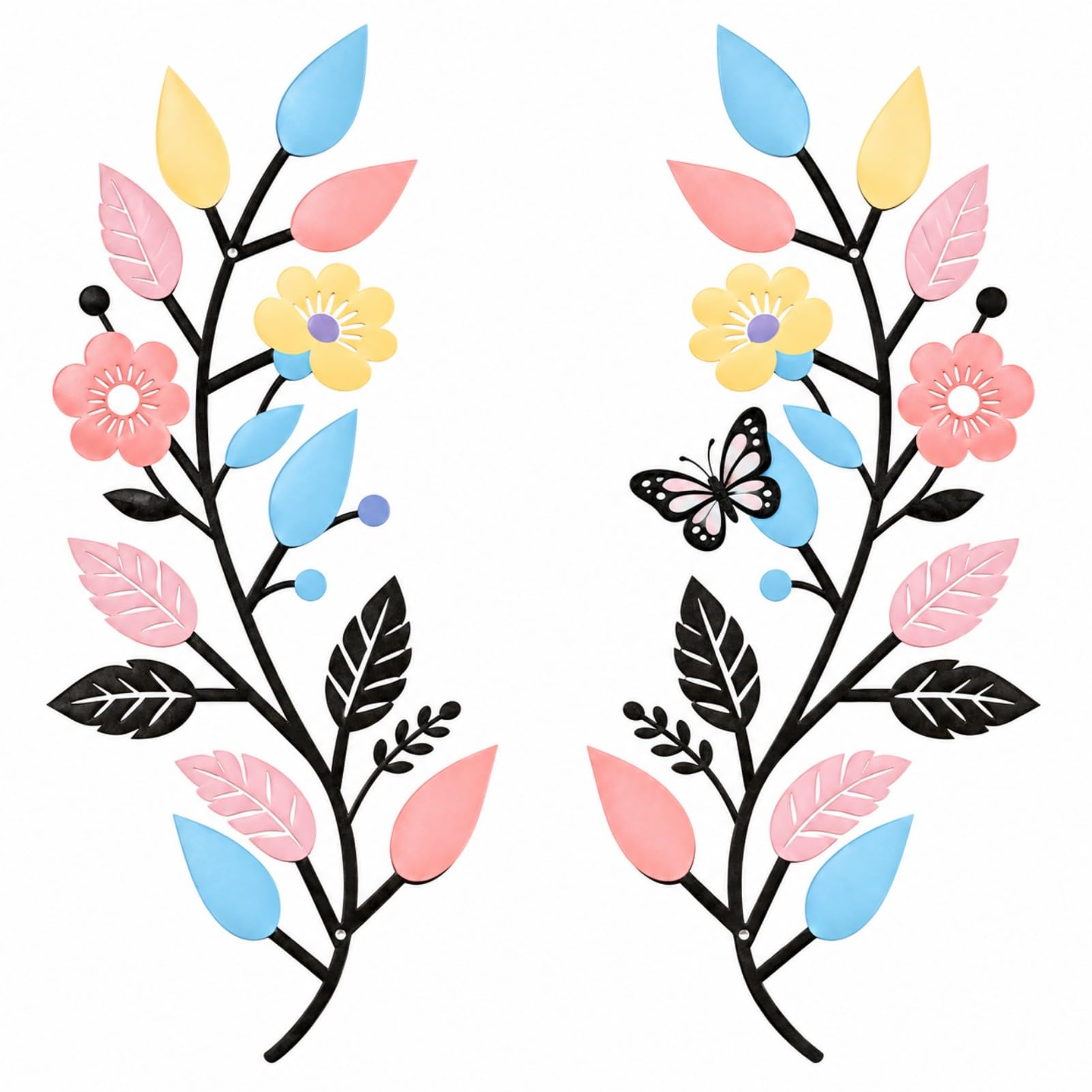 BGJJGT Metal Wall Decor 2 Pcs Botanical Wall Art for Hallway Living Room