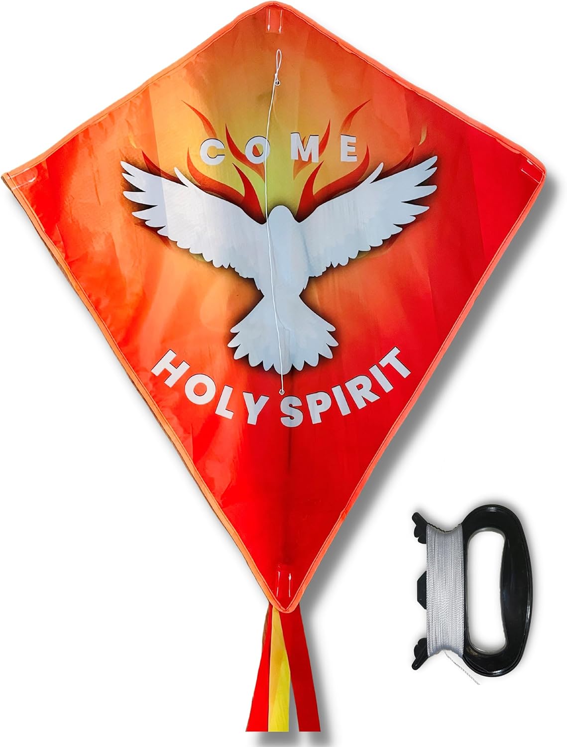 Christian Kite for Kids & Adults, Diamond Style Easy to Fly Kite, Easy to Assemble, Great Kite for Beginner, Gift for Easter or Pentecost (Come Holy Spirit)
