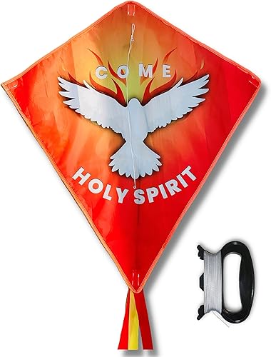 Cometa cristiana para niños y adultos, estilo diamante, fácil de montar, gran cometa para principiantes, regalo para Pascua o Pentecostés (ven
