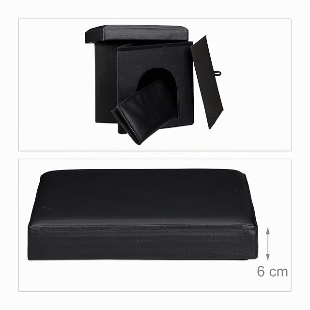 Foto 5 de 8 de Relaxdays Banco/Casa para Perros, Cuero de imitación, Negro