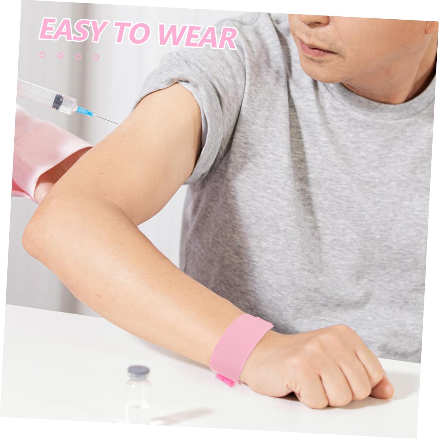 NUOBESTY 100pcs Adjustable Pink PVC Hospital Id Wristbands with Ample Write-on Space for Adult Patient Identification, Tamper-Proof Bracelets for Outpatient Procedures and Emergency Room