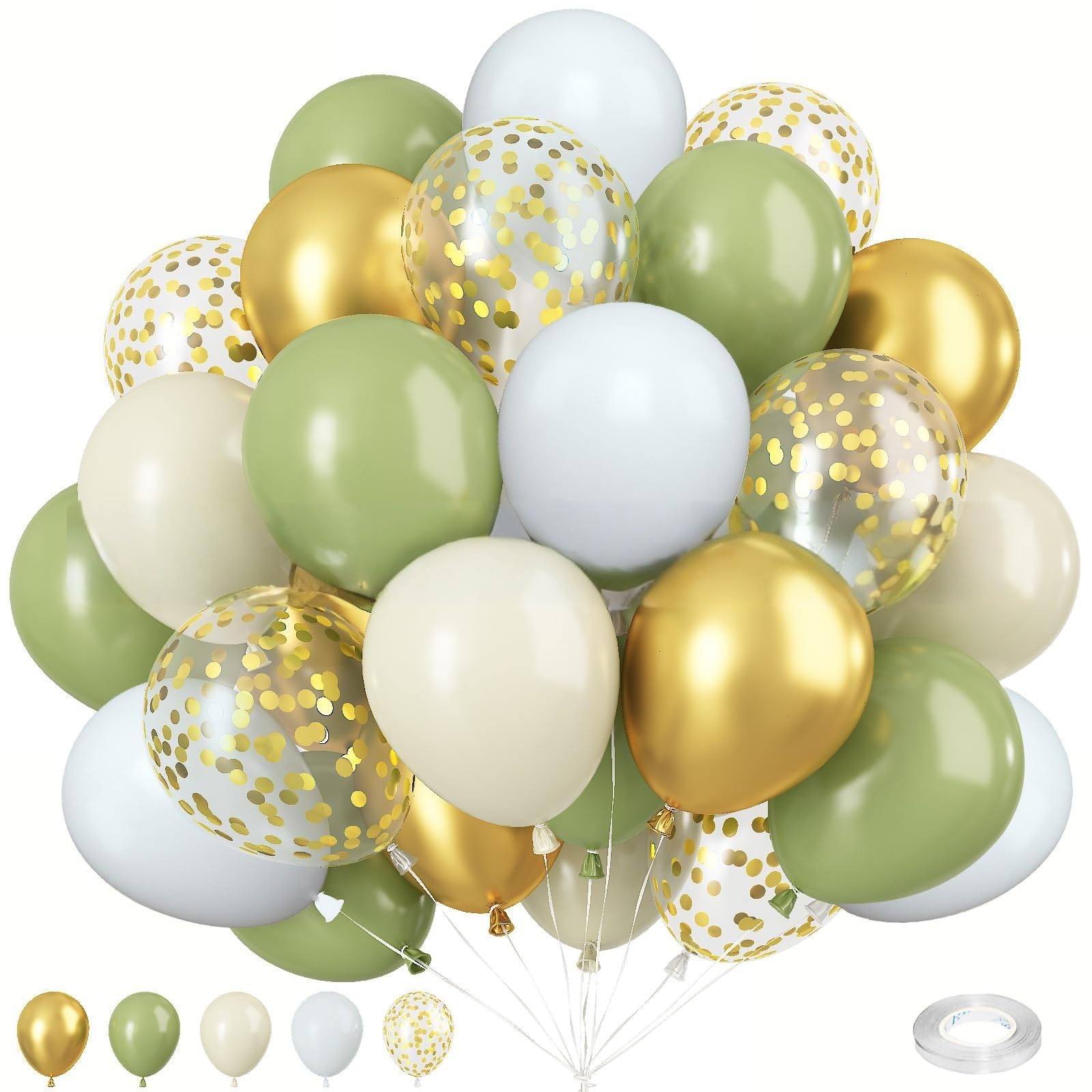 Balloons Green Gold Pack of 100, 30 cm Colourful Birthday Balloons for Decoration Birthday Balloons, Decoration Wedding, Party Decoration (Green Gold) โ image 1