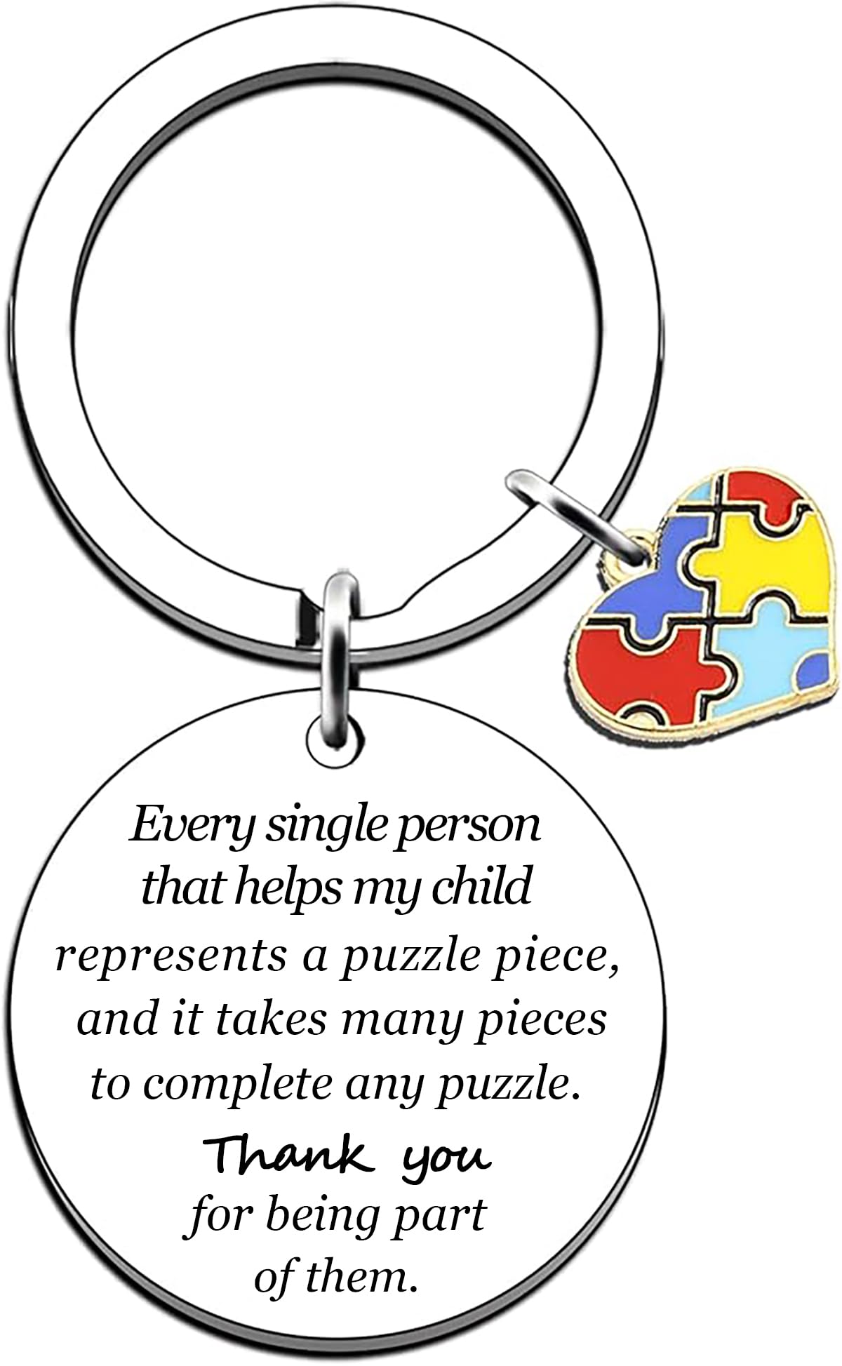 Posoto 1pcs Autism Teacher Gifts Autism Awareness Keyring Thank You Gifts for Autistic Teacher Therapist Appreciation Gift for Autistic Children Boy Girl Women Men Therapist Keychain