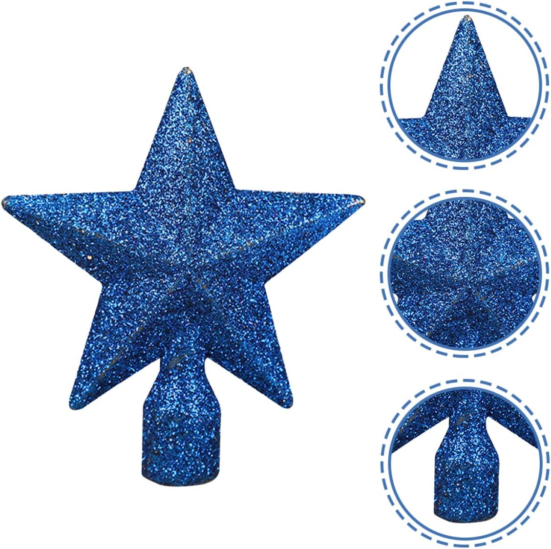 YYZKYTO 10pcs Glittered Ornaments Festival for Christmas Glitter Home Tree Blue Holiday Party Treetop Lights Point Replacement Star Ornament and Decorations Decoration Xmas Commemoration Day
