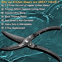 Vista 5 de Tijeras de cocina resistentes, tijeras de cocina de acero inoxidable de alta calidad, tijeras de aves de corral de 8.8 pulgadas, ultra afiladas