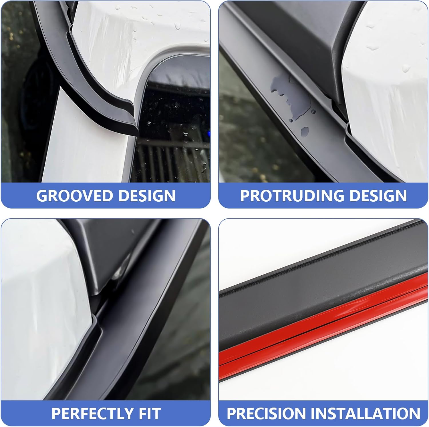 Rain Guards Window Visors Compatible with Ford Bronco 2021 2022 2023 2024 2025 4-Door Out-Channel Vent Shades Vent Deflectors Rain Visors(Not Sport)(4 Door)