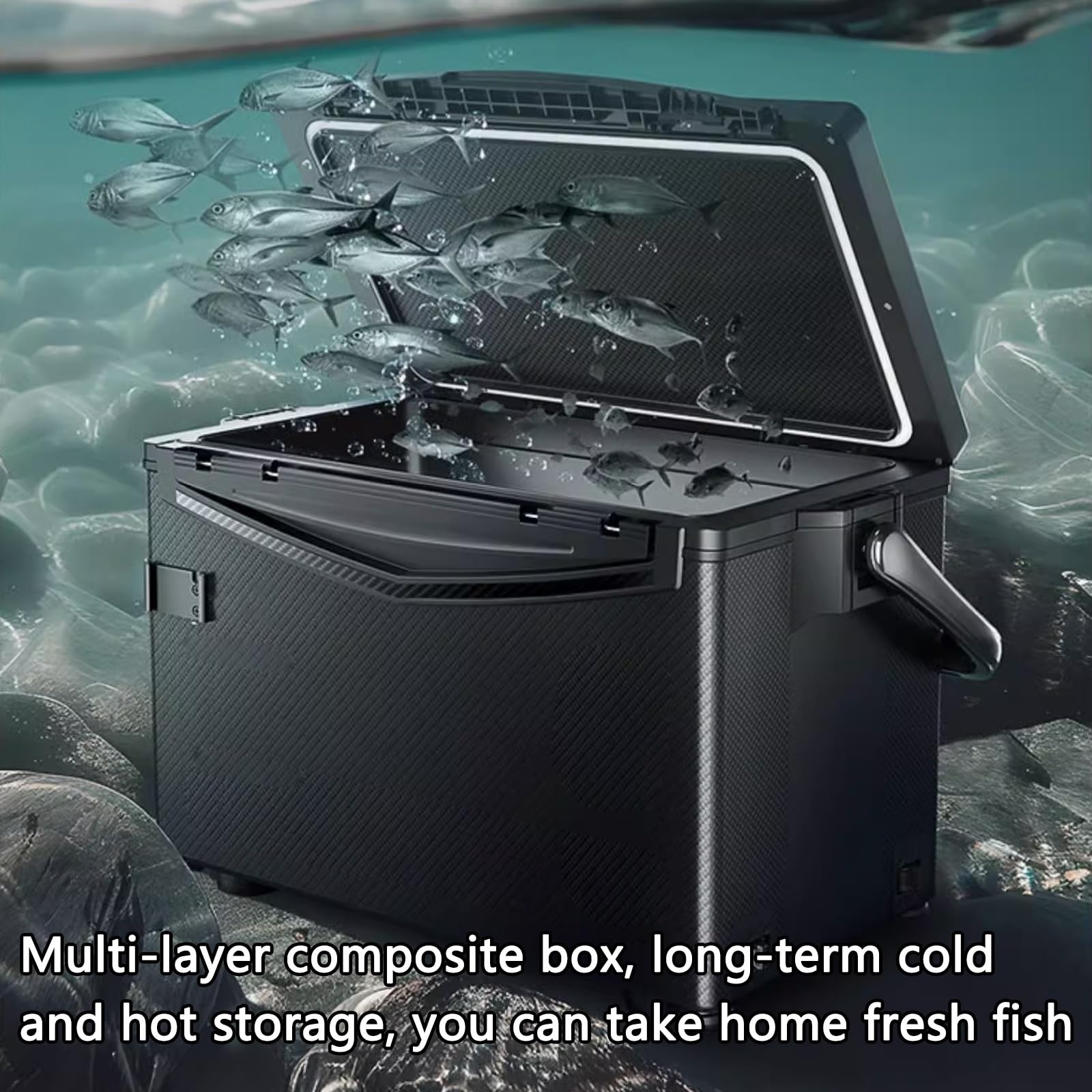 Angelbox 29L Großes Fassungsvermögen Verbundmaterial mit Wabenstruktur Kratzfest Tackle Box Leicht und Tragbar Robust und Langlebig(Blau)