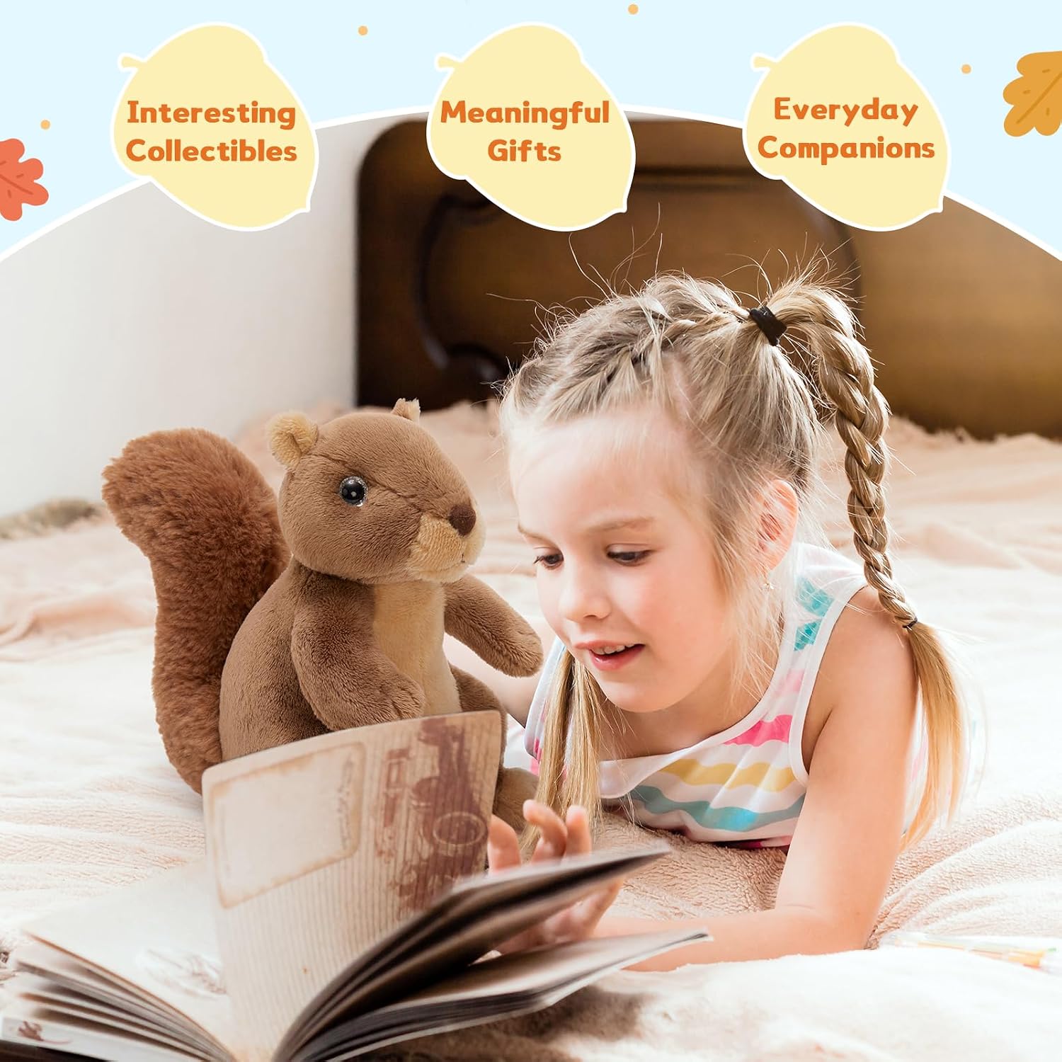 MorisMos Hide and Seek Squirrel Plush Toy Set, 11.8" Interactive Acorn Hideout with 7.9" Stuffed Squirrel, Woodland Stuffed Animal for Cuddle & Play, Perfect Christmas Birthday Gift for Girls Boys
