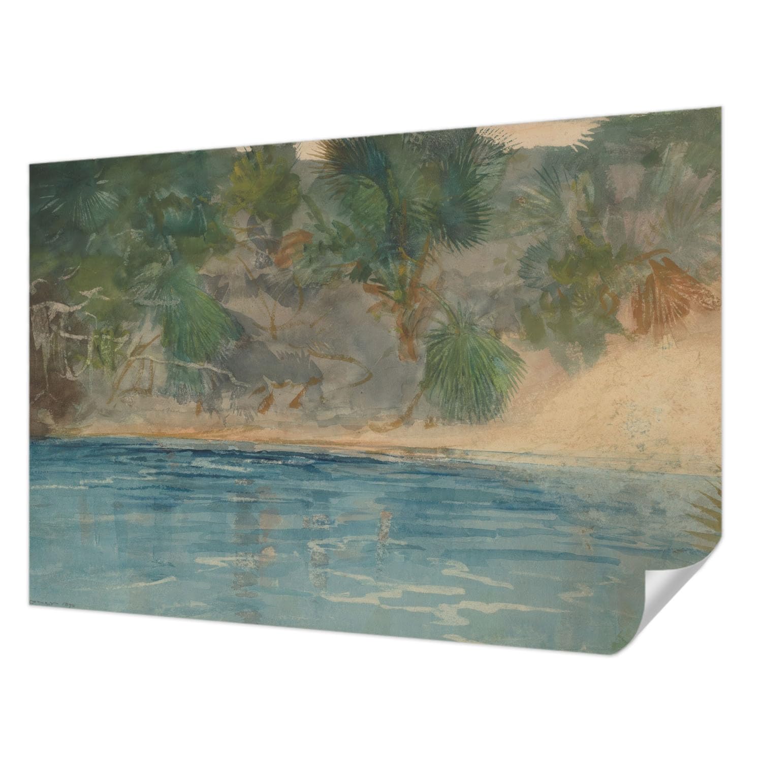 Fotomural autocolante antimanchas de 152x104 cm decorativo lavable moderna costa tropical