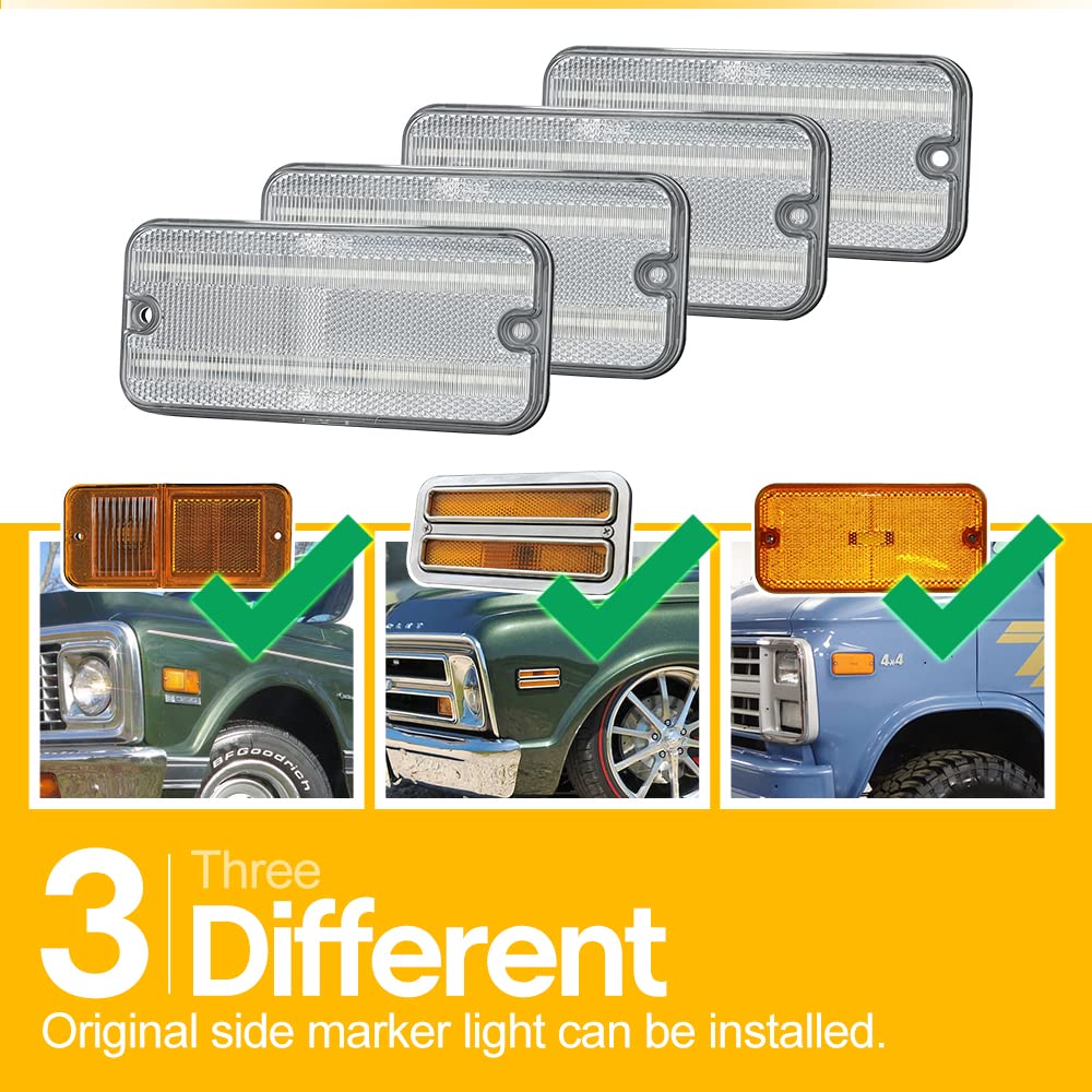 Amazon | ホワイトLEDサイドマーカーライト 4個 1968-1972