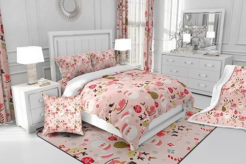 Miniatura 6 de Manfei Juego de sábanas de Navidad tamaño individual, juego de ropa de cama de Papá Noel y reno para decoración de habitación de niños y niñas,