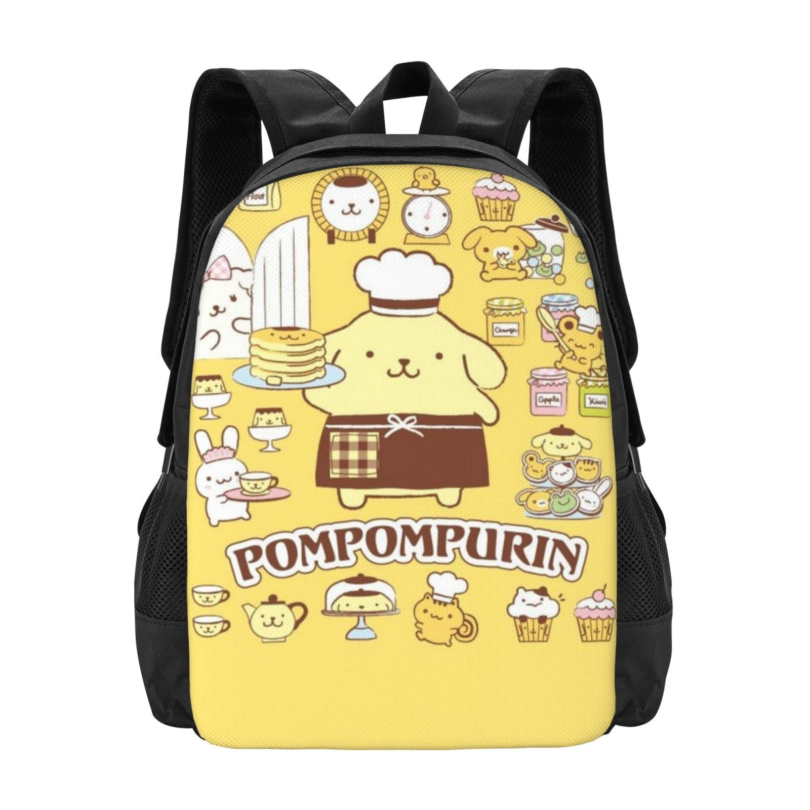 DIEZ Pompompurin Cartoon Backpack Lightweight Kawaii Pom Pom Purin Pattern Book Bag Large Capacity Travel Bag Birthday Gifts For Teen Fans Students