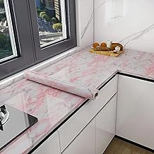 GOLDFRESH Wall Stickers DIY Wallpaper Vinyl Marble Wallpaper Peel and Stick Waterproof wllpaper for Home Kitchen Countertop Cabinet Furniture Oil Proof Kitchen Stickers [ 60 * 200cm ] (Pink)