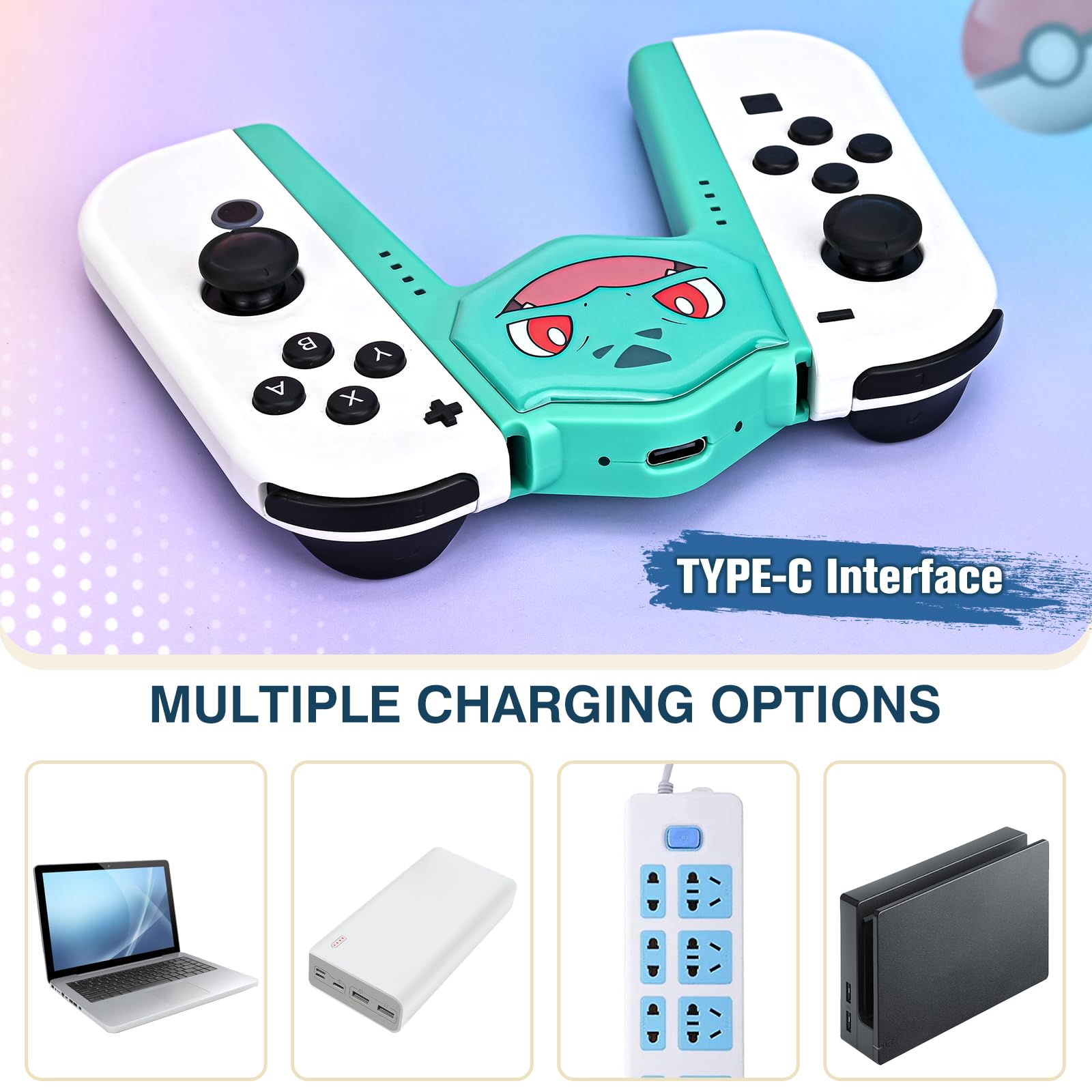 DLseego Poignée pour joycon OLED, Mignonne et Portable, en Forme de V, Plug and Play, Verte