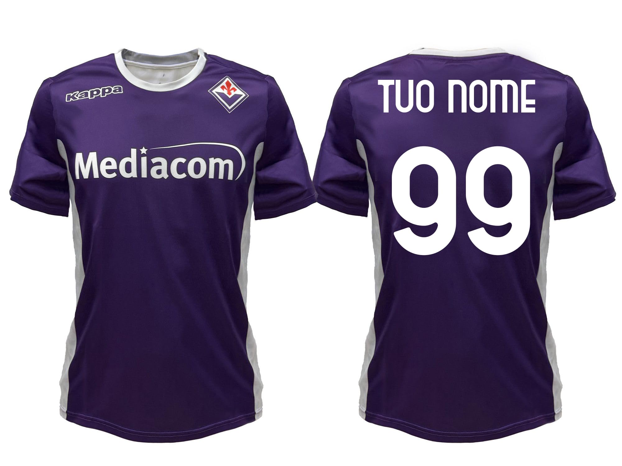 Generico Maglia Personalizzata Fiorentina, Home 2025 2026 Replica Ufficiale, Viola, Bambino/Adulto, 100% Poliestere
